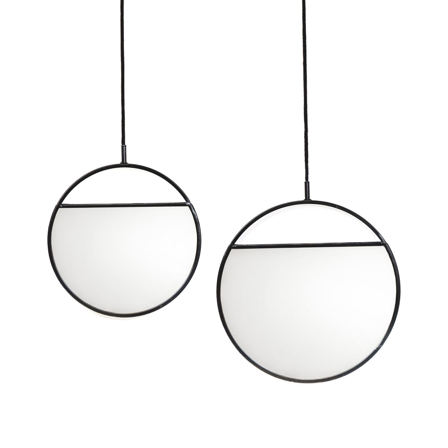 Mirror - Round Wall Mirrors - Metal - Black-S2- 25x90&30x100