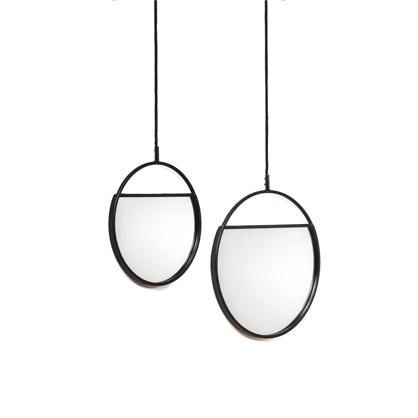 Mirror - Round Wall Mirrors - Metal - Black-S2- 25x90&30x100