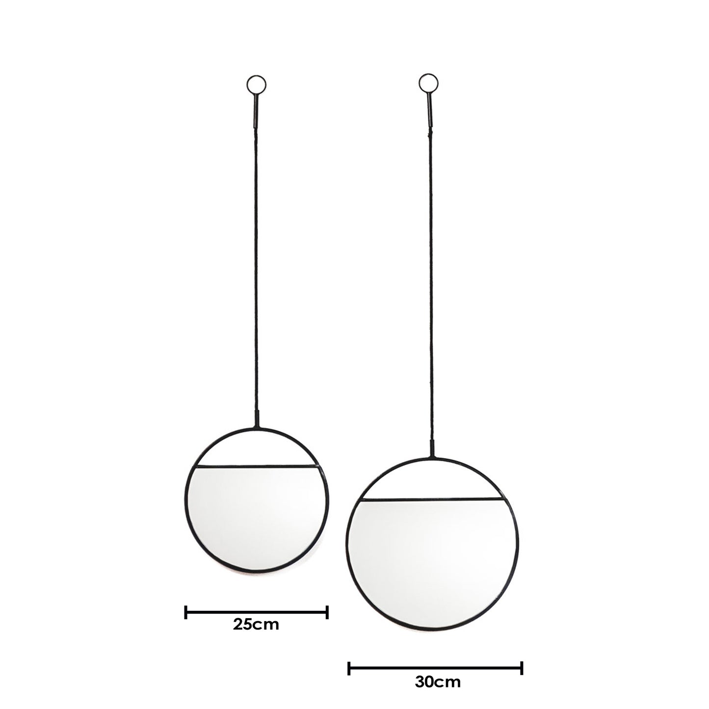 Mirror - Round Wall Mirrors - Metal - Black-S2- 25x90&30x100