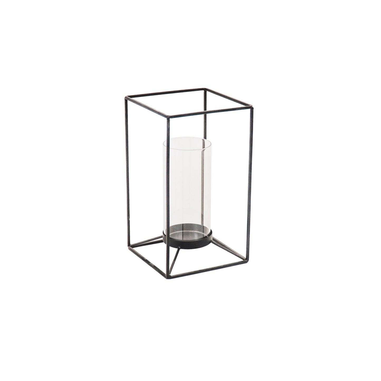 Latern - Metal/Glass - Black - 14,5x14,5x25cm