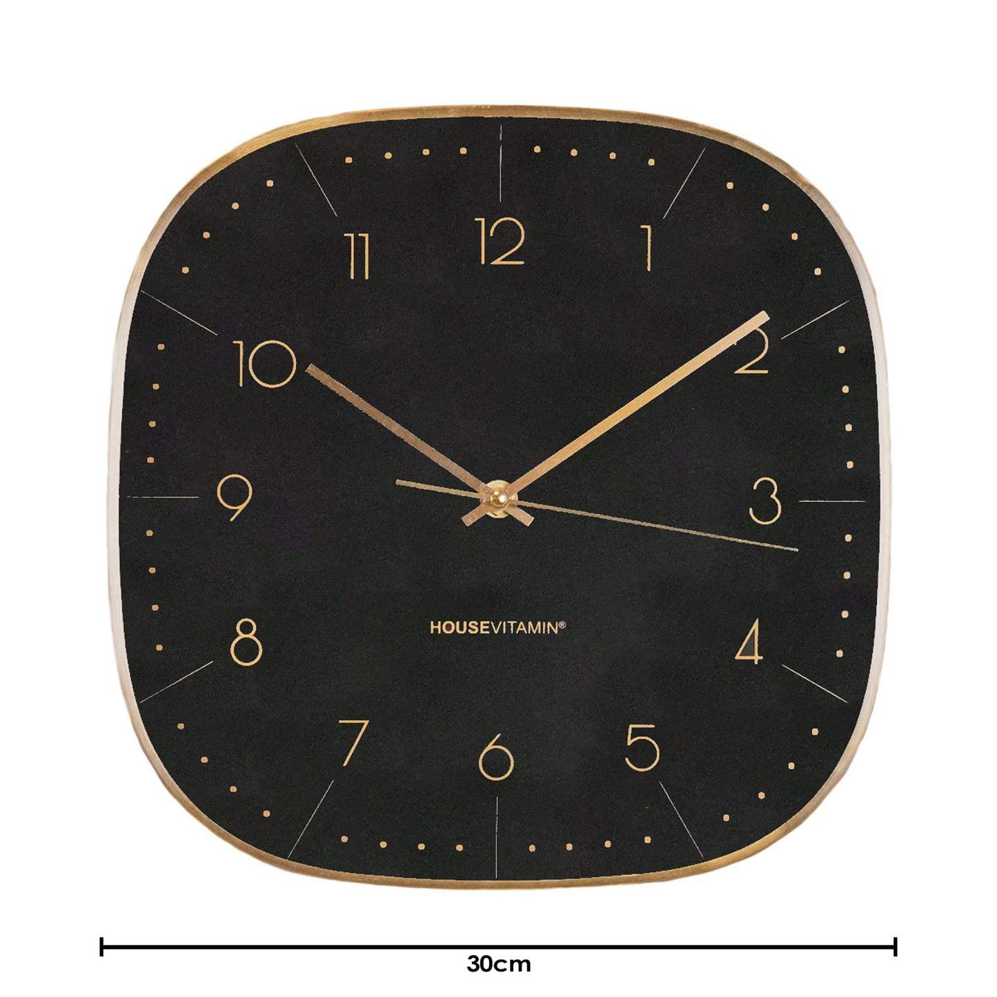 HV Clock Square Numbers- Black -29x4.3x29 cm