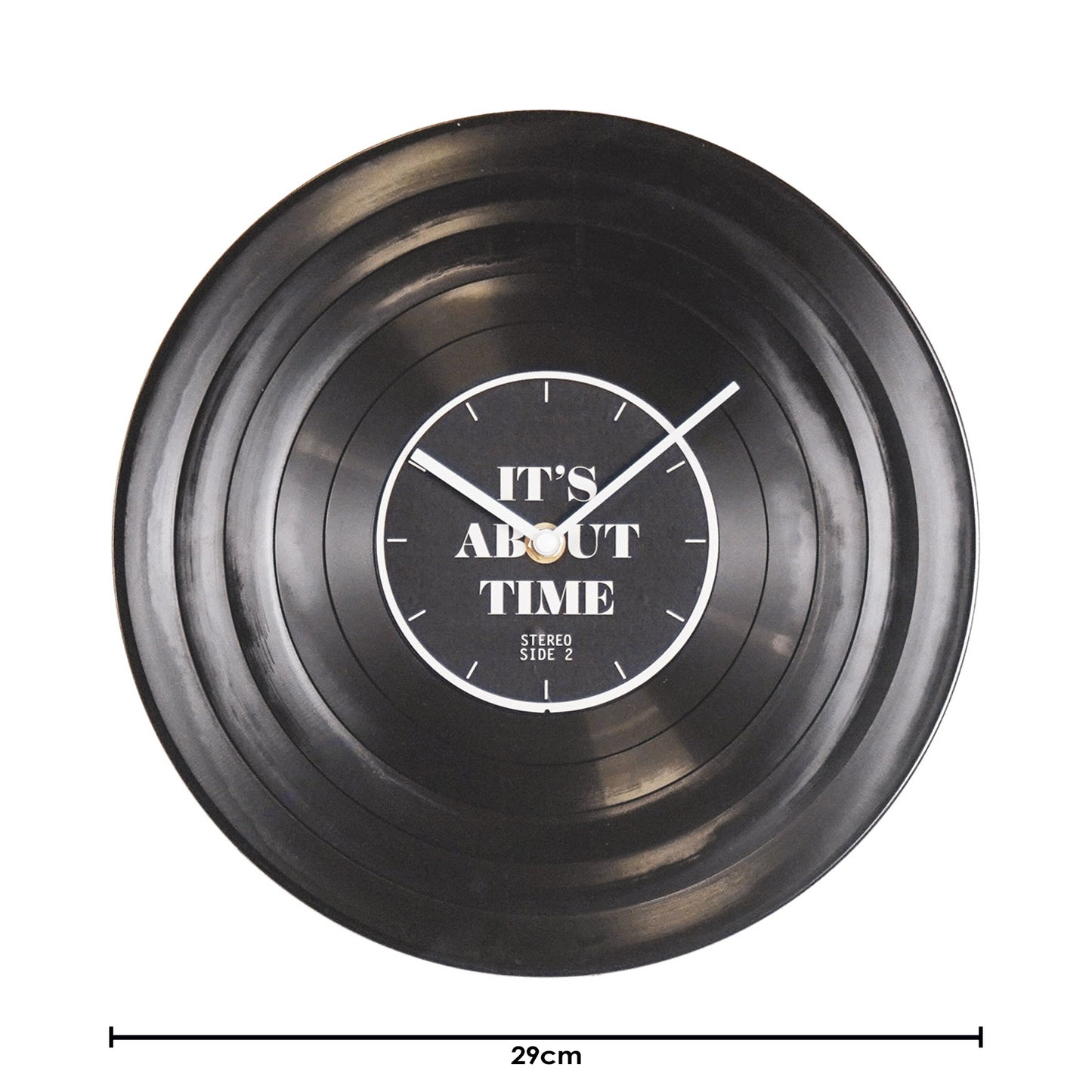 HV LP Clock 'It's About Time'- Black/White- 29x4x29cm