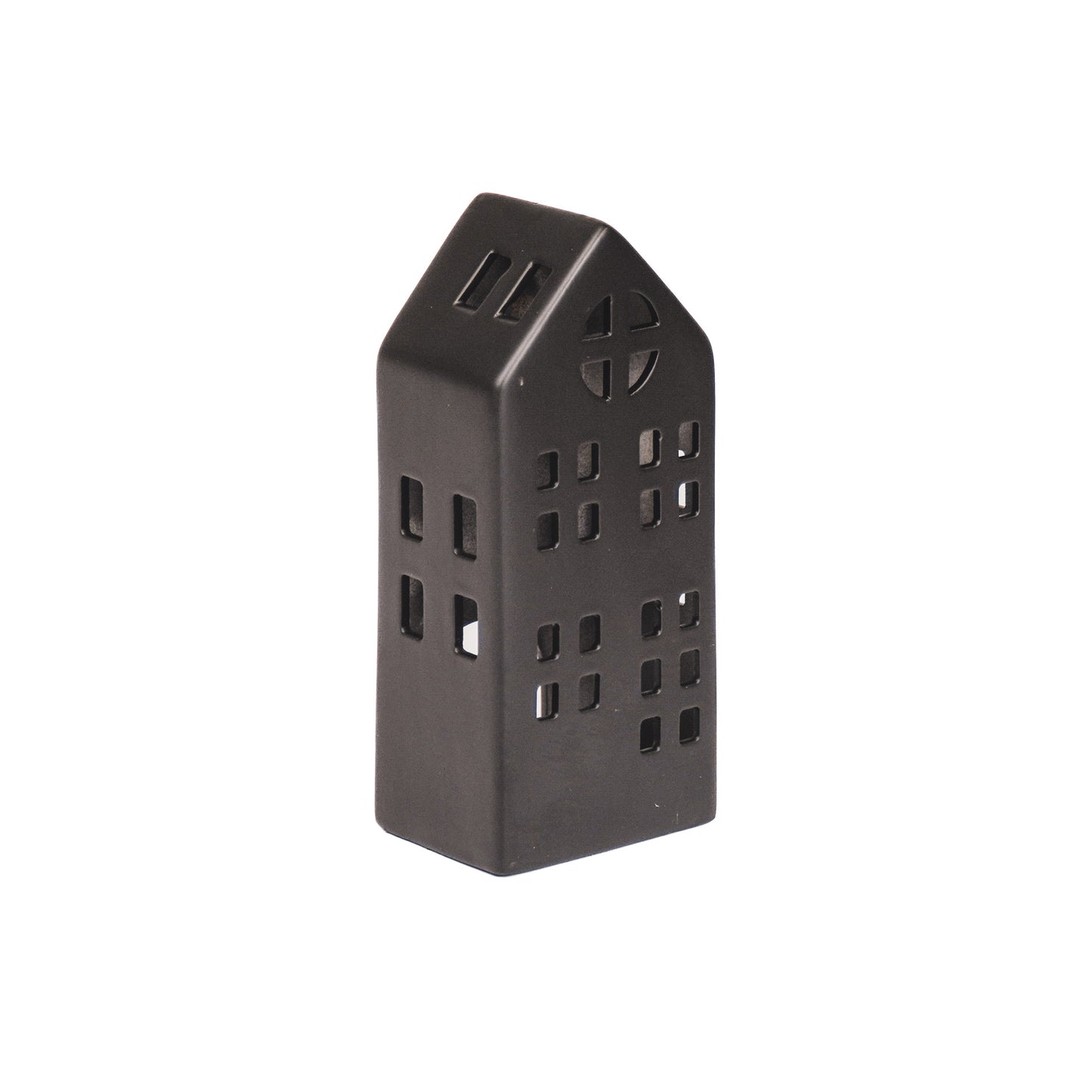HV House Tealight Holder- Black - 8,5x6,5x19,5cm