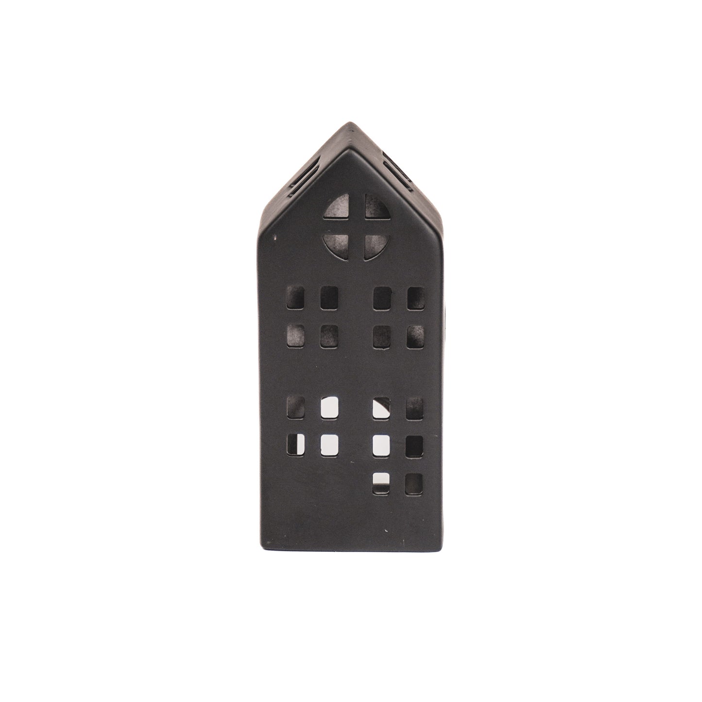 HV House Tealight Holder- Black - 8,5x6,5x19,5cm