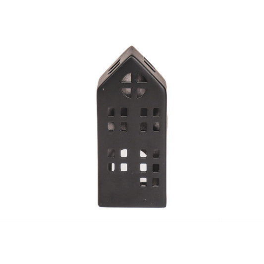 Housevitamin House Tealight Holder- Black - 8,5x6,5x19,5cm