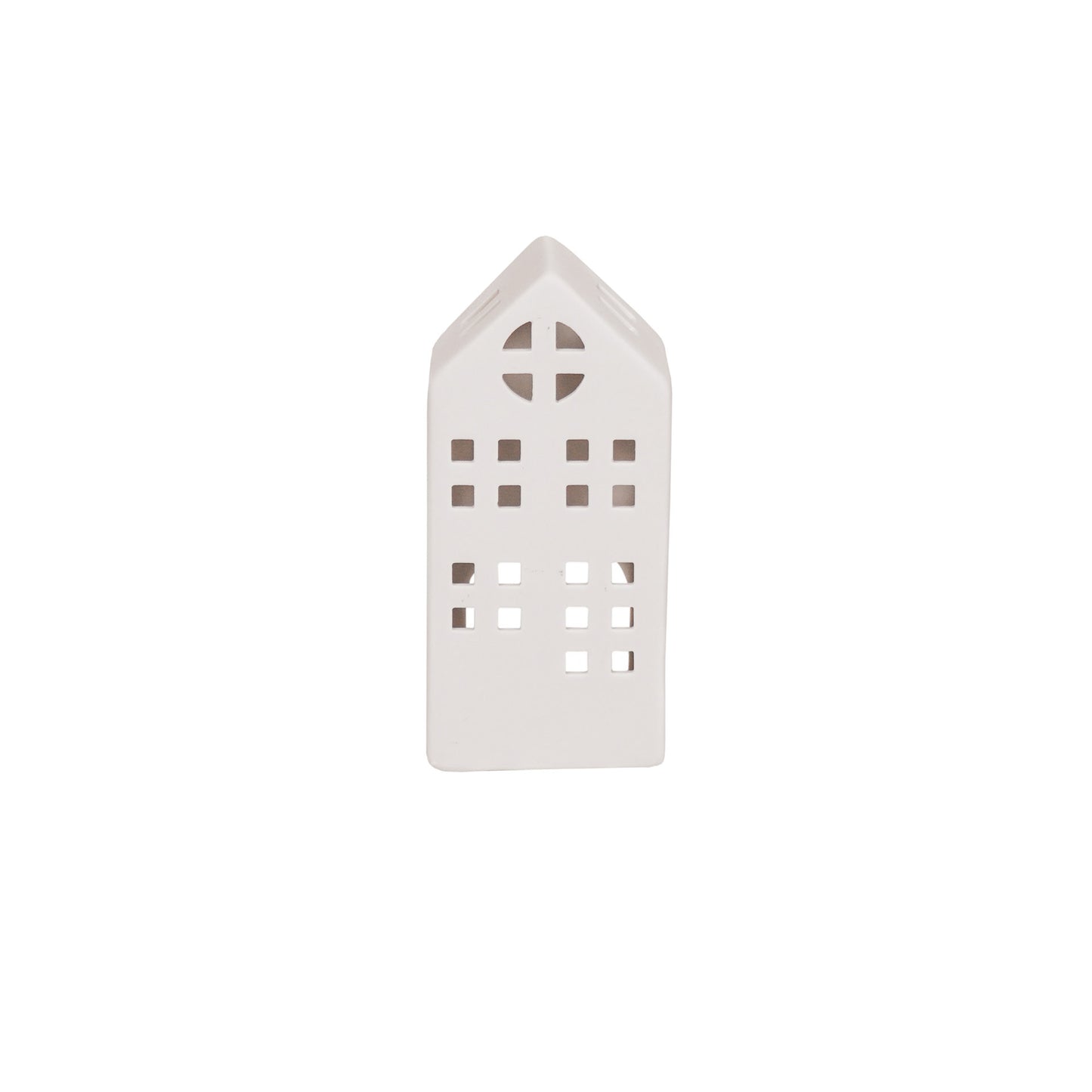 HV House Tealight Holder - White - 7x6x15cm