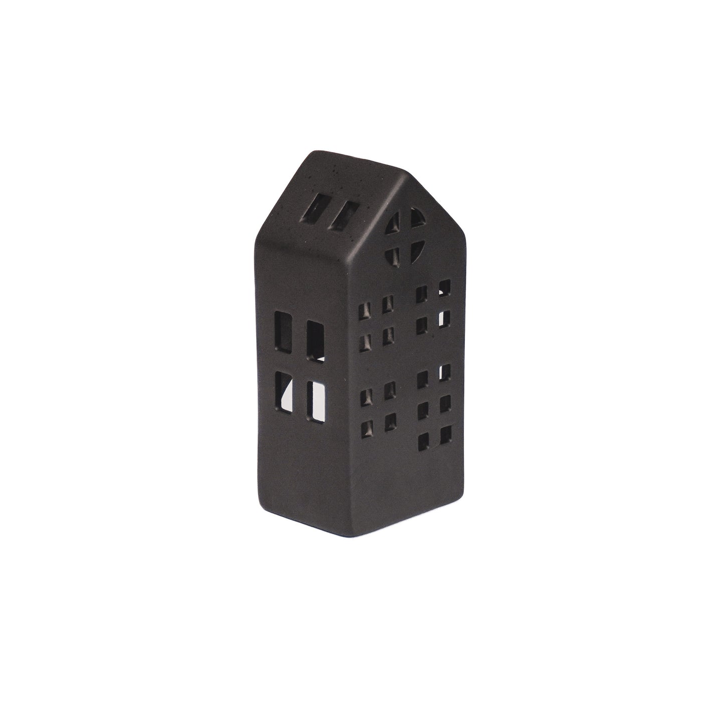 HV House Tealight Holder- Black - 7x6x15cm