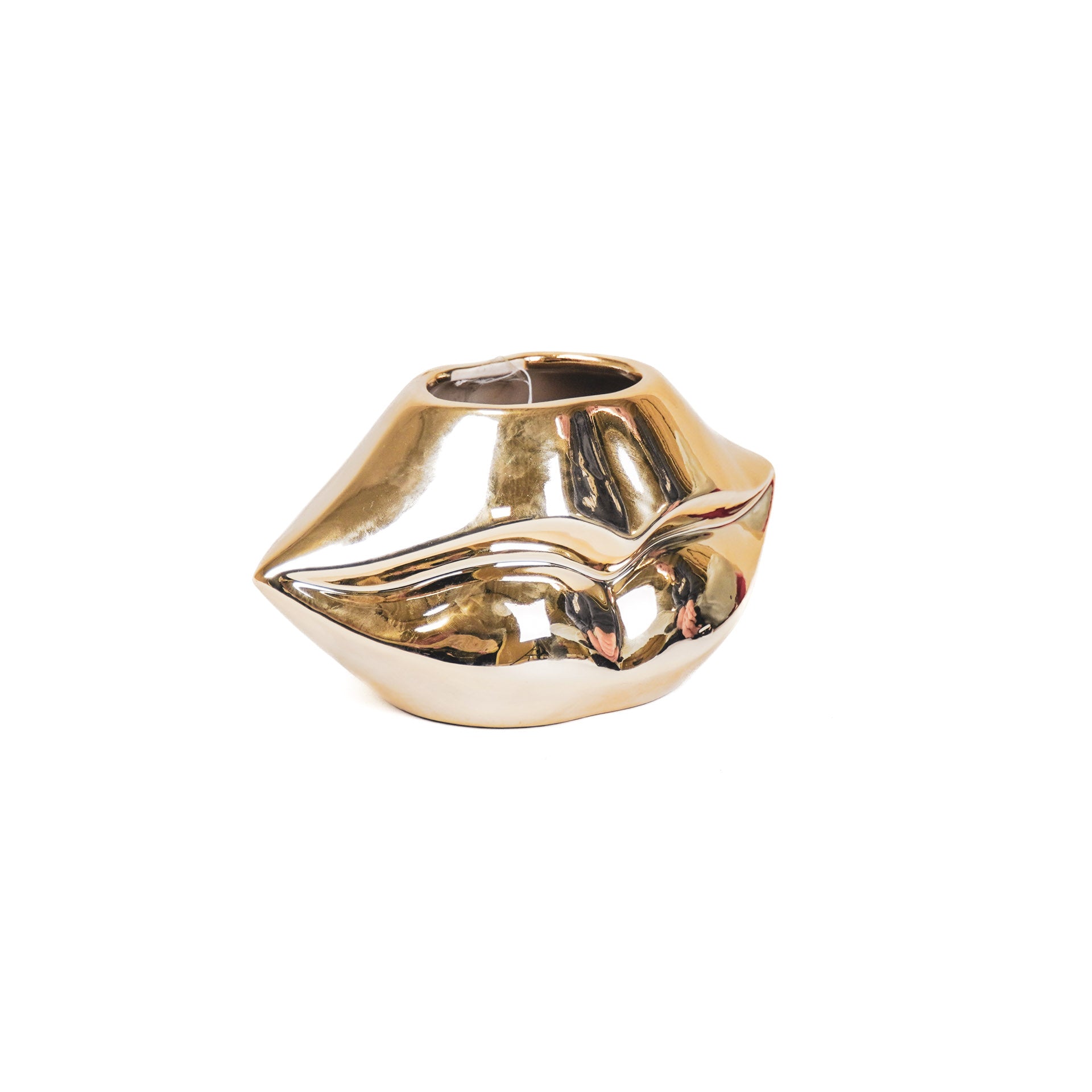 Pot - Lip - Ceramic - Gold - 21x19x11cm