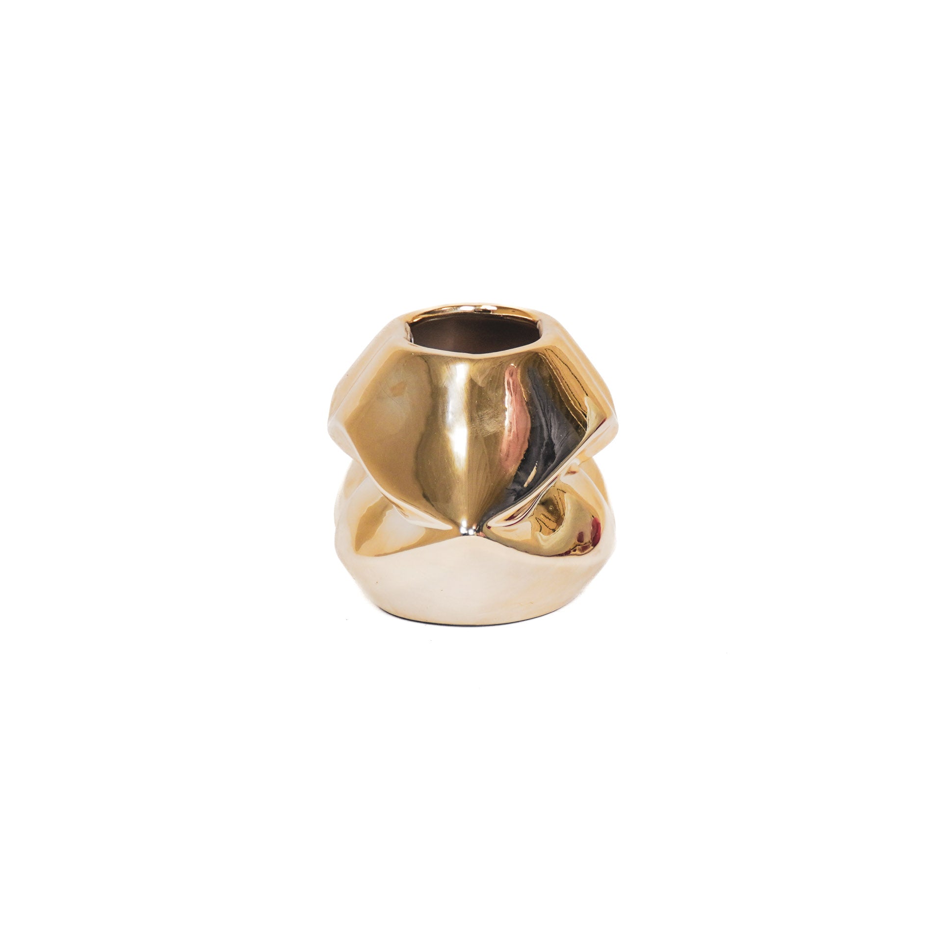 Pot - Lip - Ceramic - Gold - 21x19x11cm