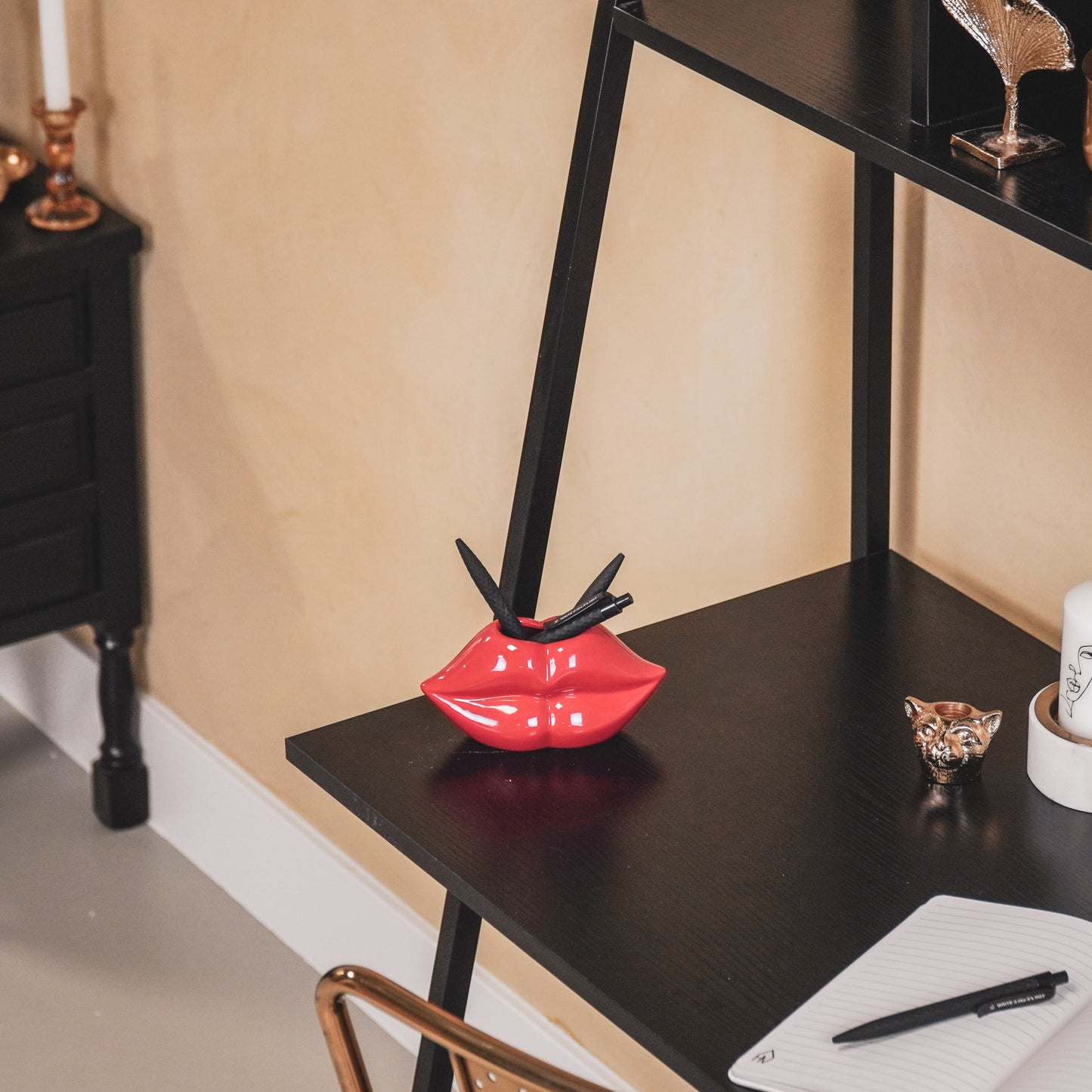 Pot - Lip - Ceramic - Red - 15,5x6,5x7,5cm