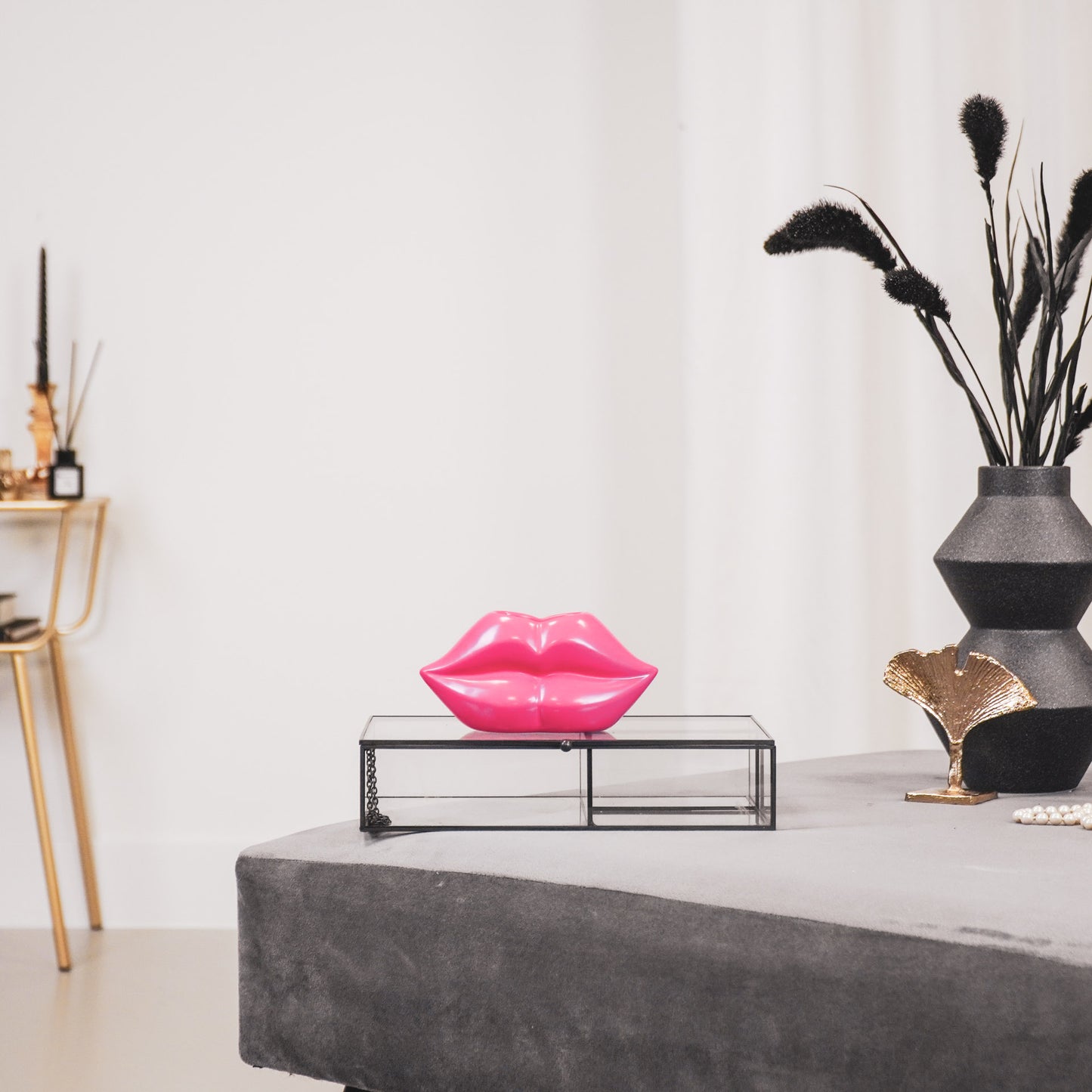 Pot - Lip - Ceramic - Neon Pink - 15,5x6,5x7,5cm