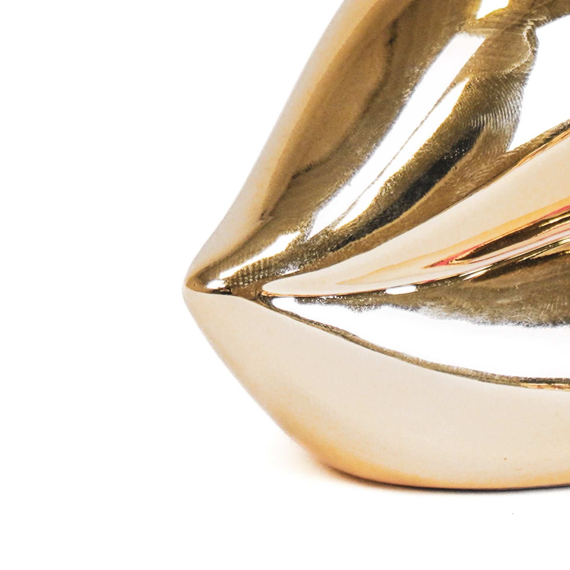 Pot - Lip - Ceramic - Gold - 15,5x6,5x7,5cm