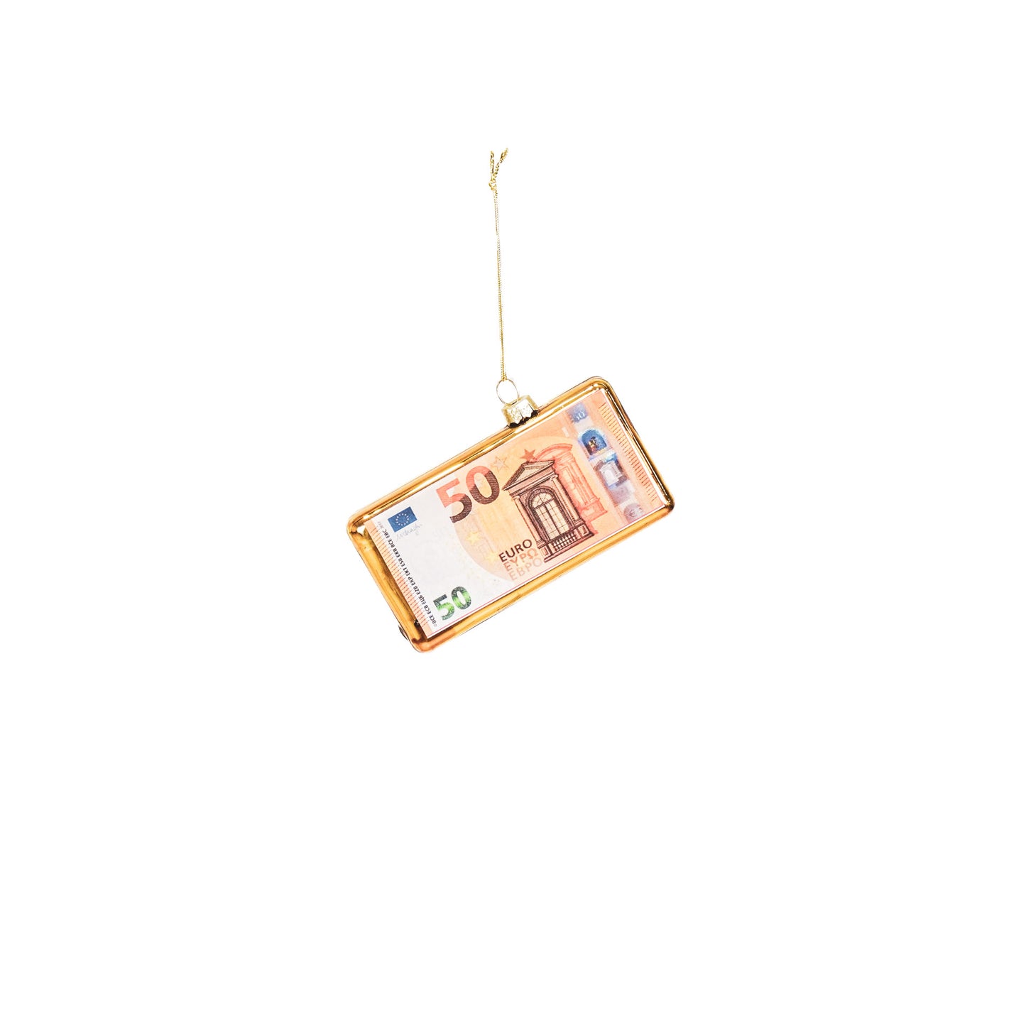 Ornament Xmas Hanger - 50 Euro Bill - Glass -11,5x2x6cm