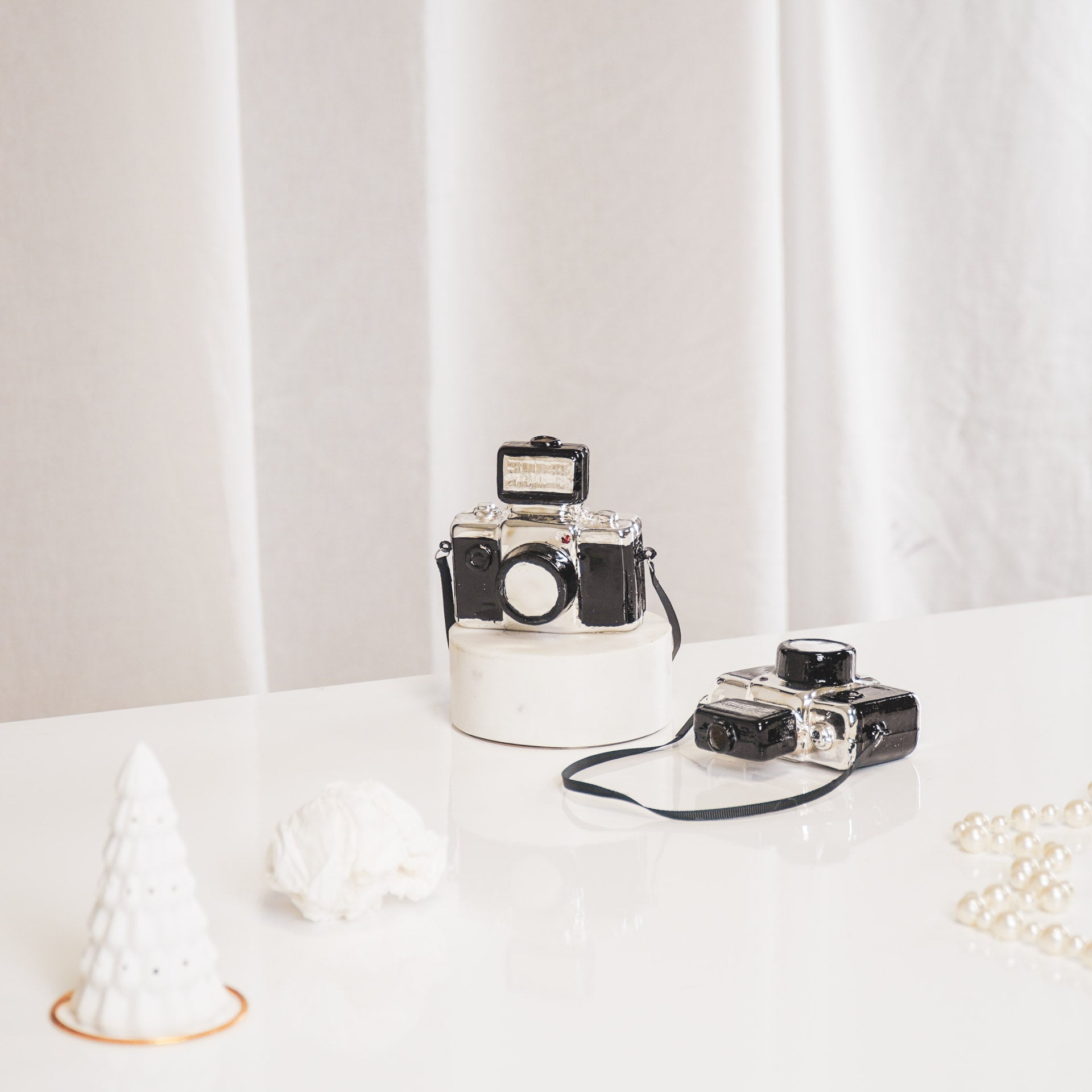 Ornament Xmas Hanger - Camera - Glass - 9,5x5x9cm