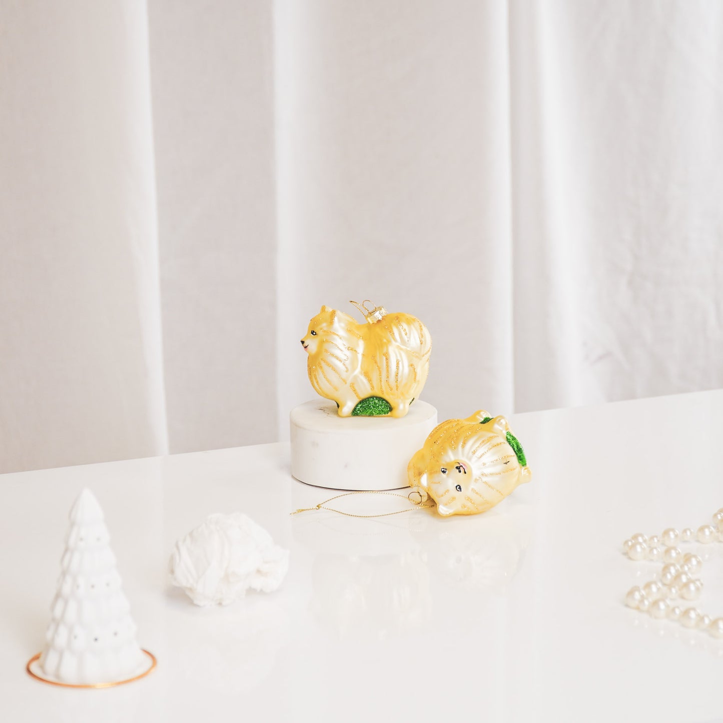 HV Pomeranian Xmas Balls- Set of 2- Glass- 8x5,5x7,5cm