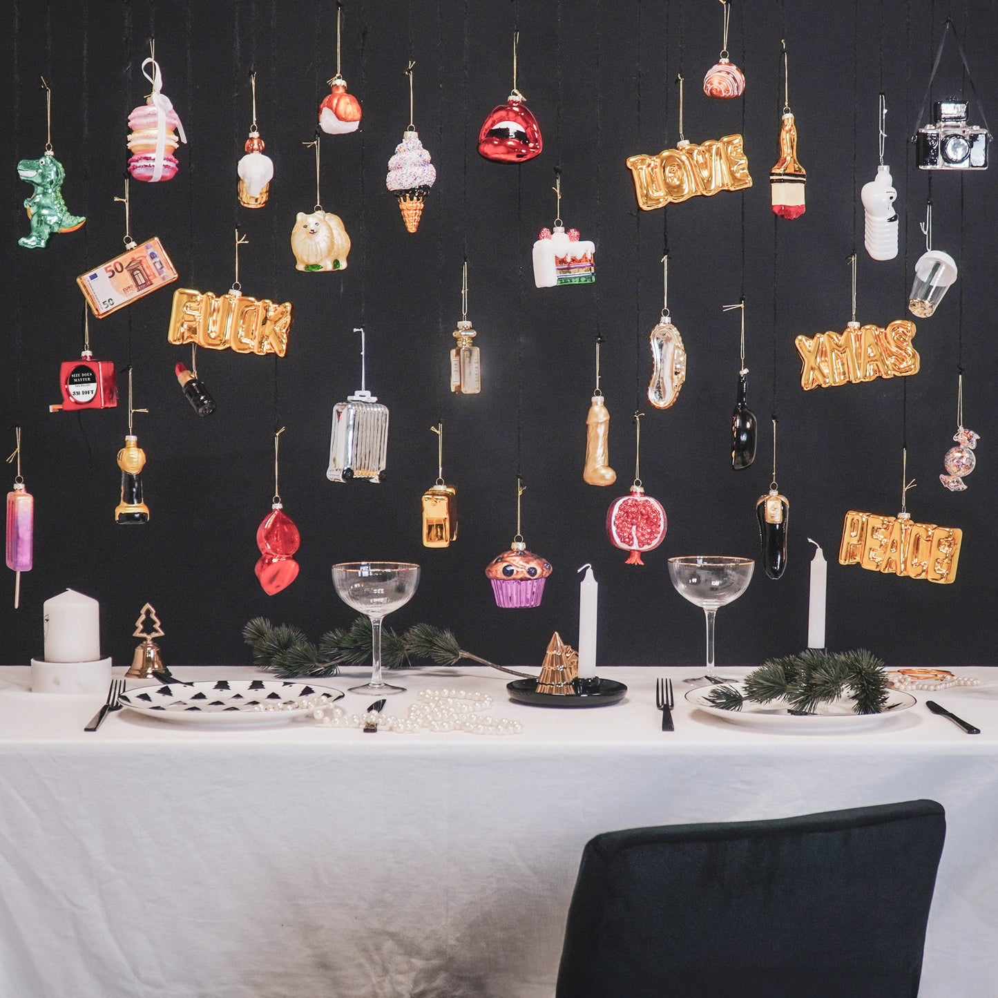 HV Sushi Xmas Hangers- Set of 2- Glass-8x4x6,5cm