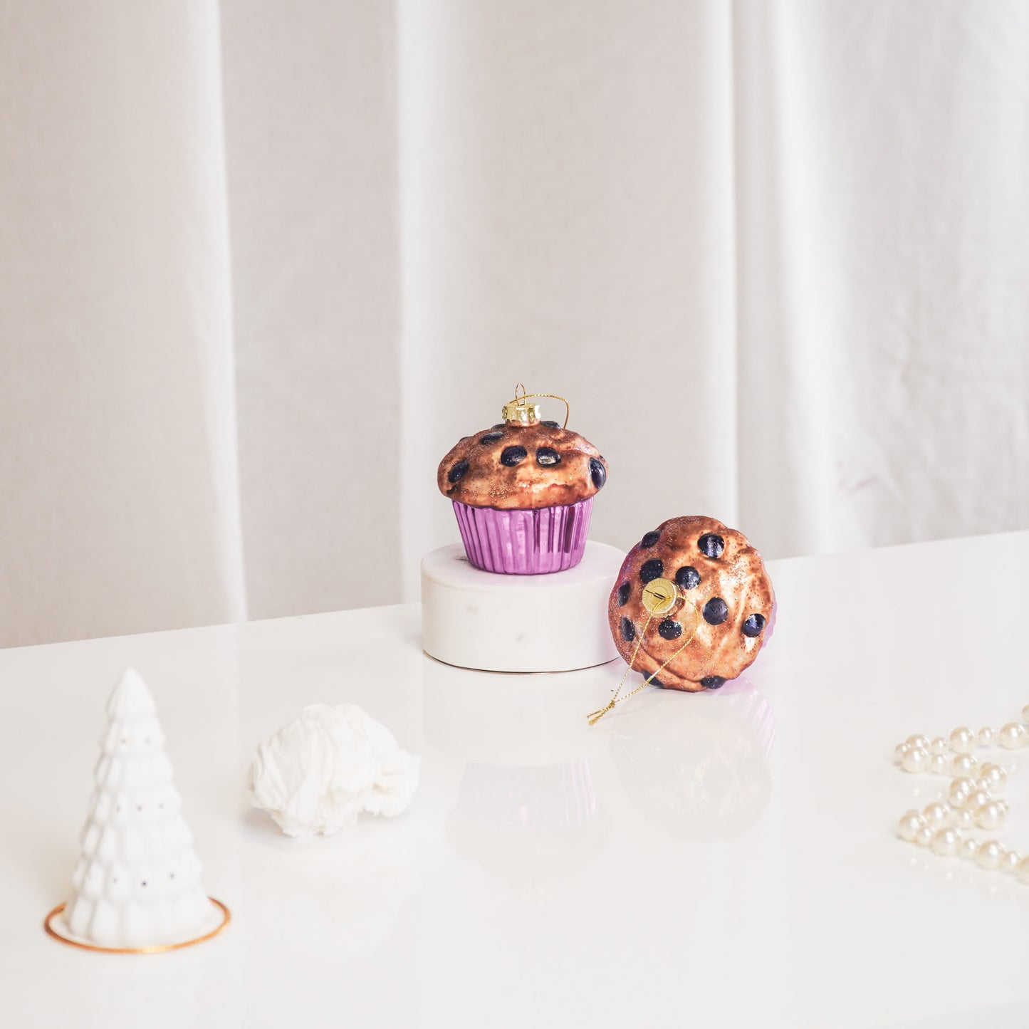 HV Blueberry Muffin Xmas Ornament- Set of 2- Glass-9x9x9cm