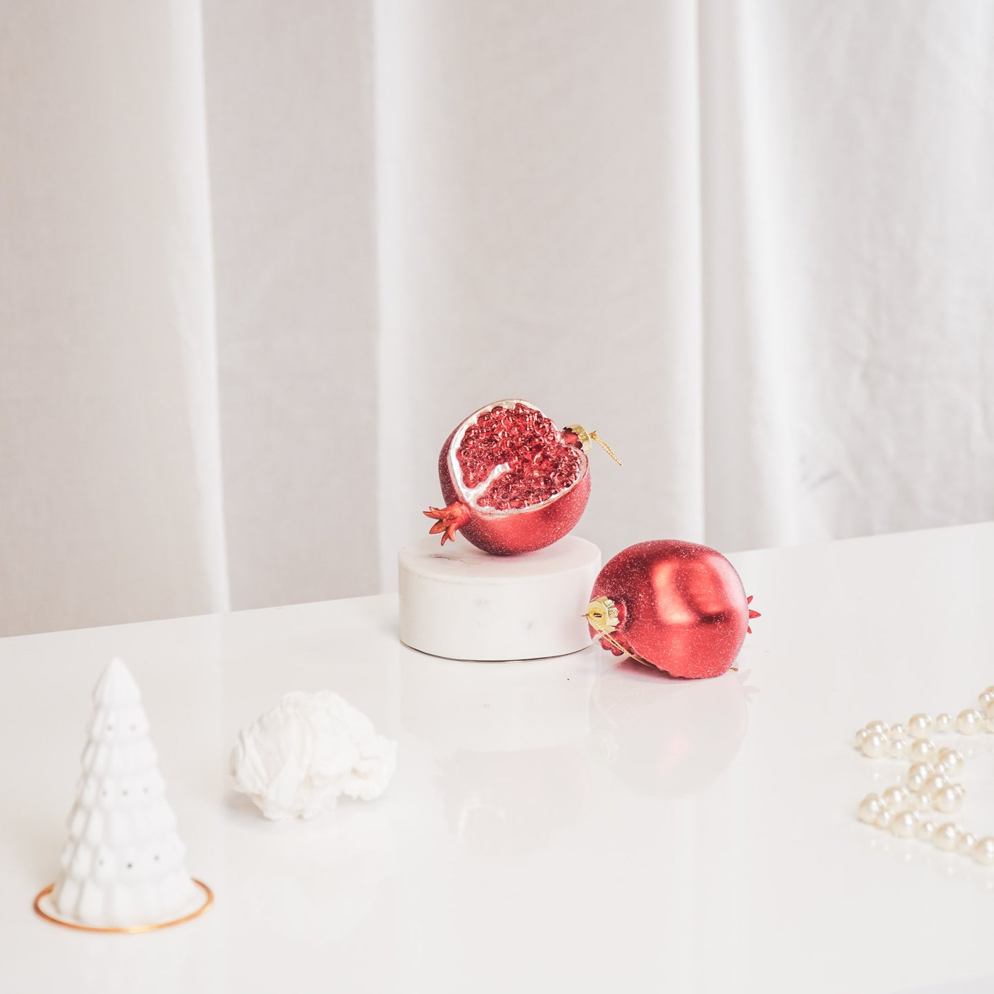 HV Pomegranate Xmas Ball- Set of 2- Glass- 8x5,5x7,5cm