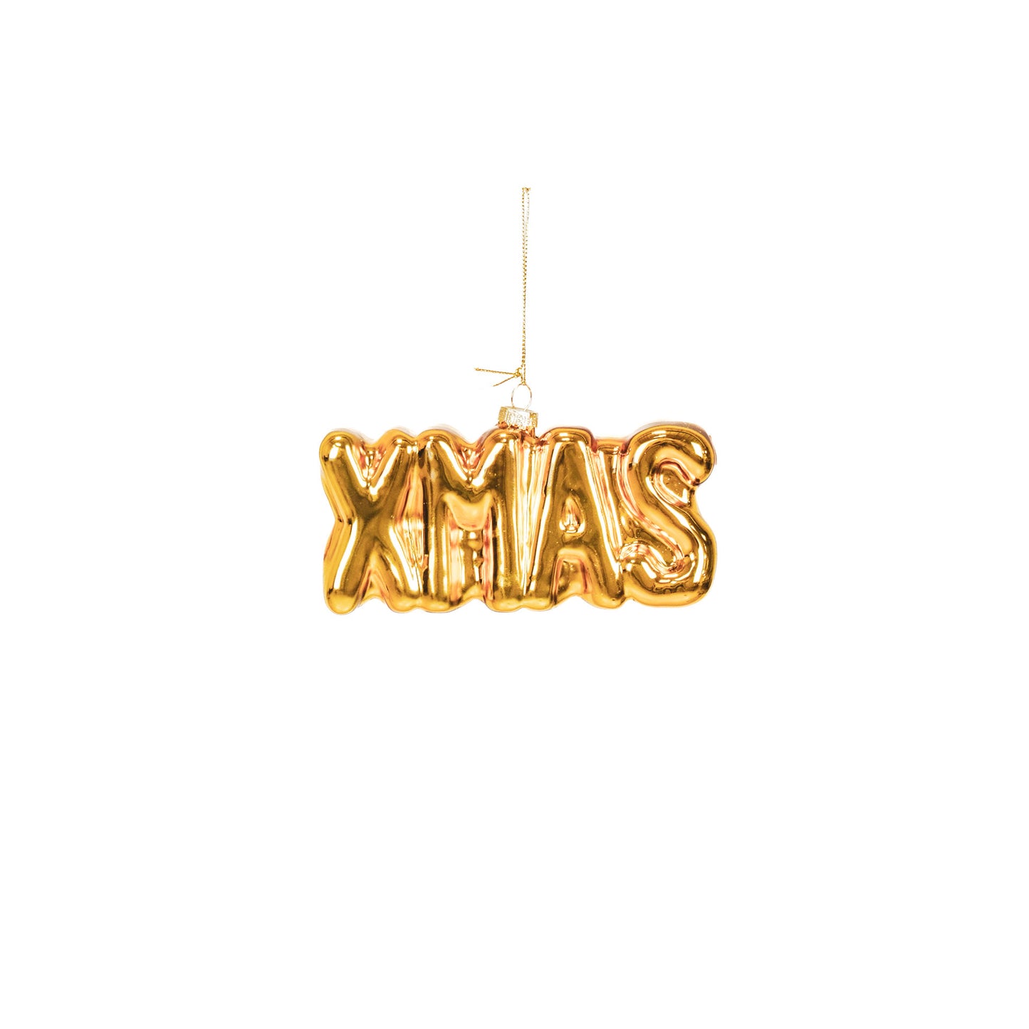 Ornament Xmas Hanger XMAS -Gold - Glass - 4,5x3,5x7,5cm