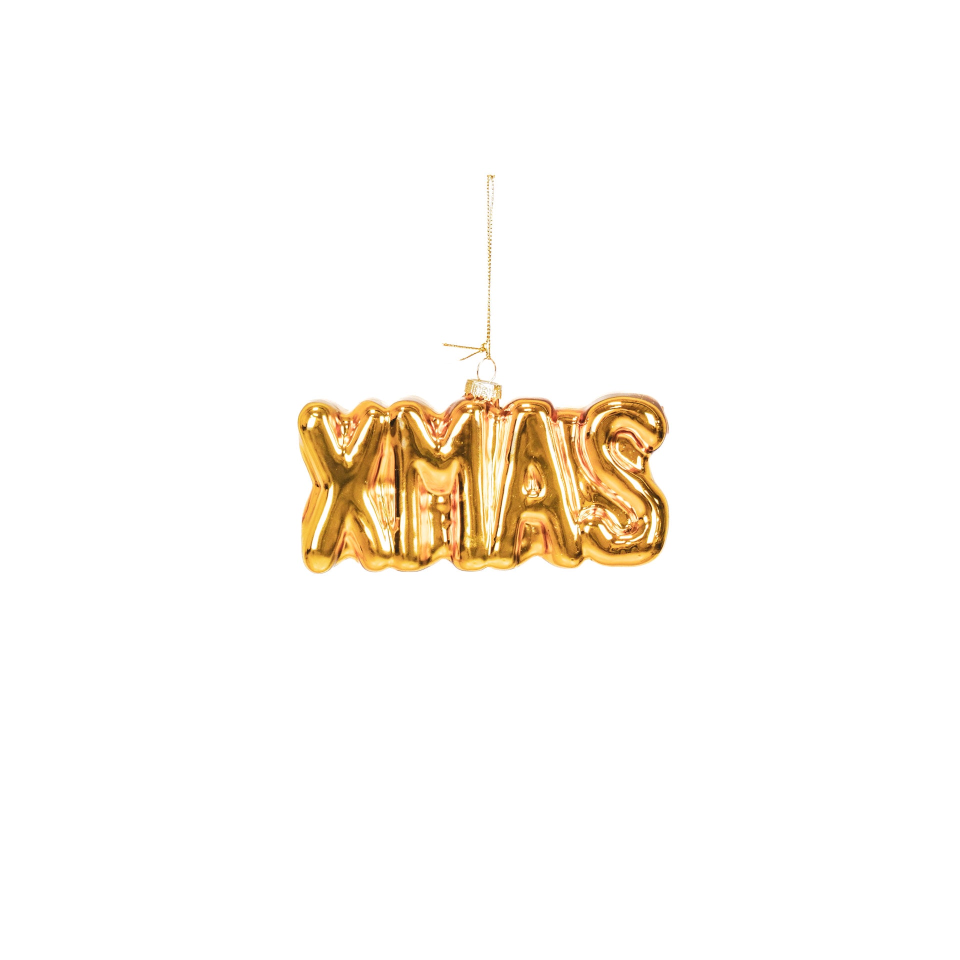 Ornament Xmas Hanger XMAS -Gold - Glass - 4,5x3,5x7,5cm