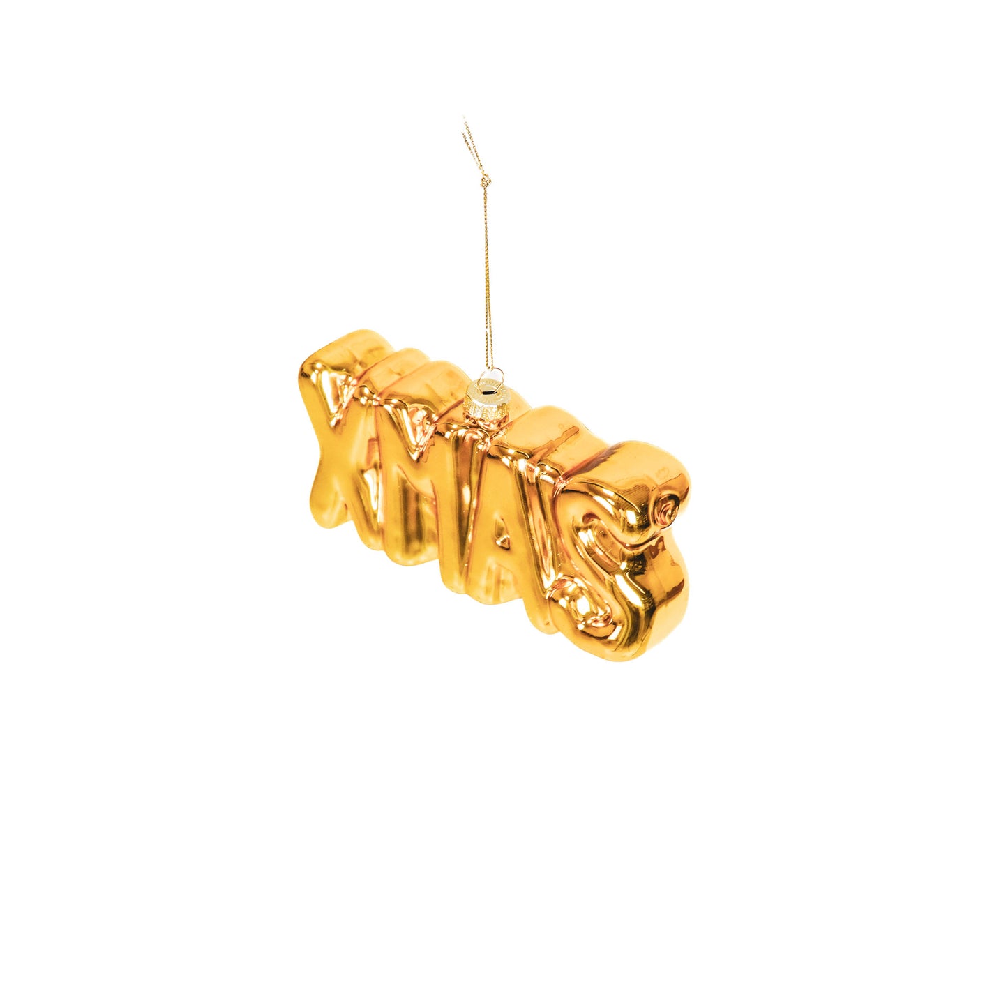 Ornament Xmas Hanger XMAS -Gold - Glass - 4,5x3,5x7,5cm