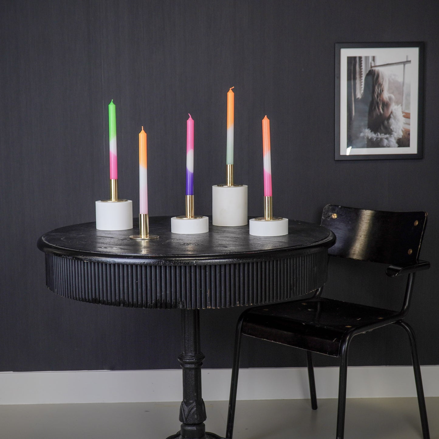 Candles- Dip Dye Tapers - Neon Orange/White/Light Pink - S4 - 2,1x25 cm