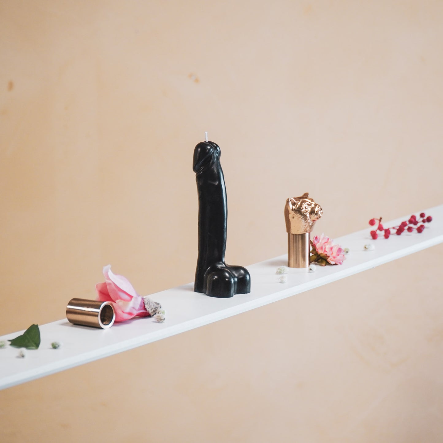 Candle - Dick - Wax - Black - 160gram - 7x5,5x17cm