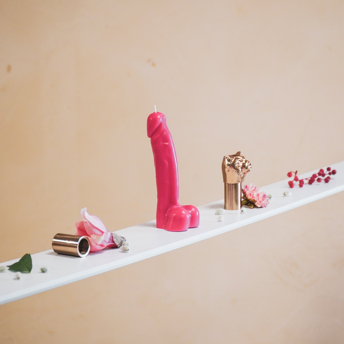 Candle - Dick - Wax - Pink - 6.8x5.5x17 cm - 160gram
