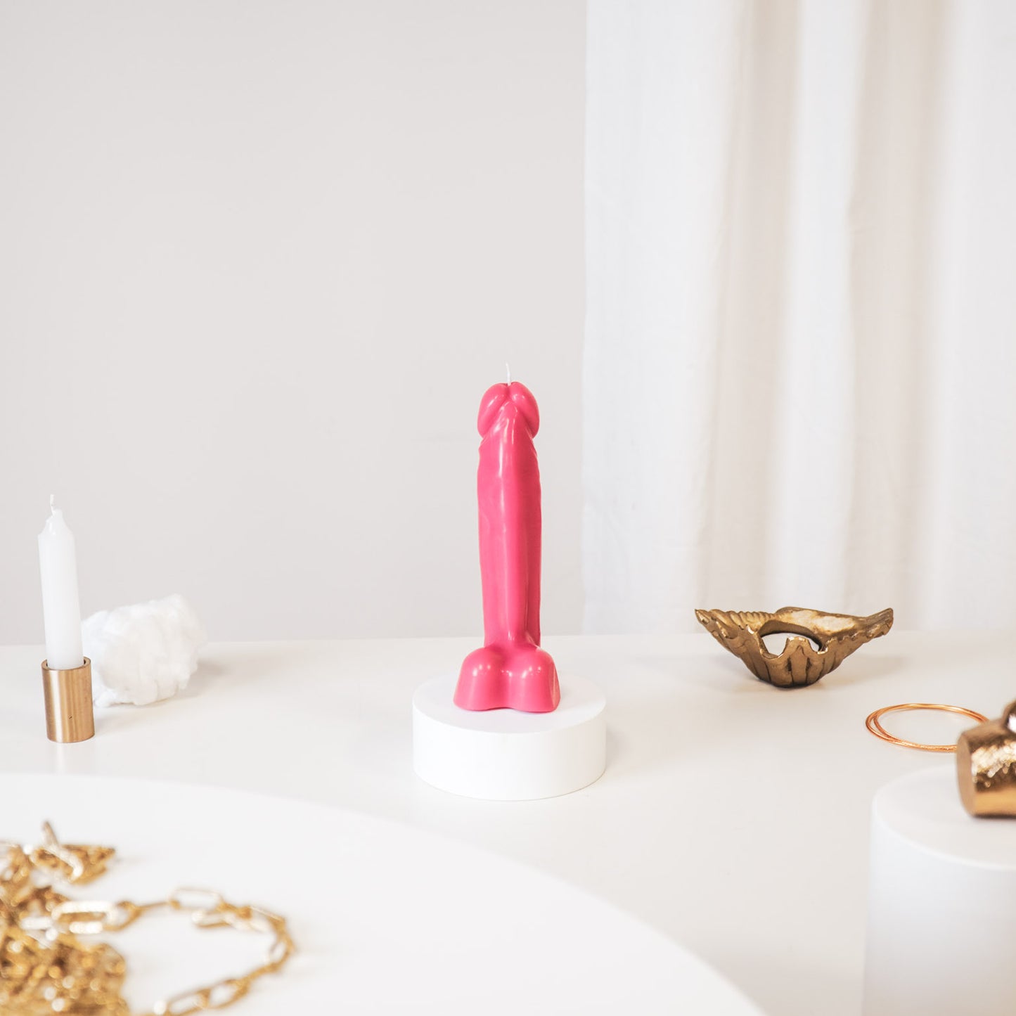 Candle - Dick - Wax - Pink - 6.8x5.5x17 cm - 160gram