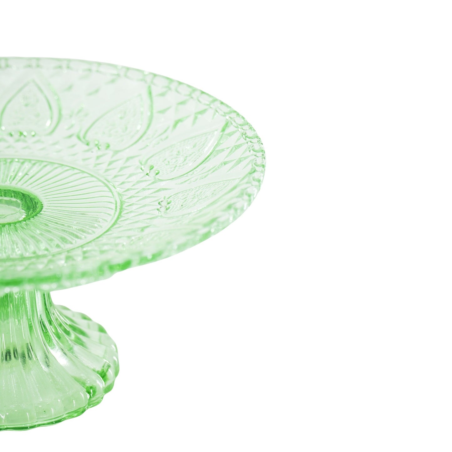 Cake Plate - Glass - Green - 15x8cm