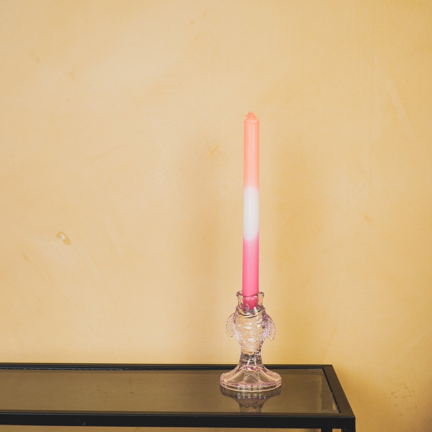 Candle holder - Glass - Pink - 6x8cm