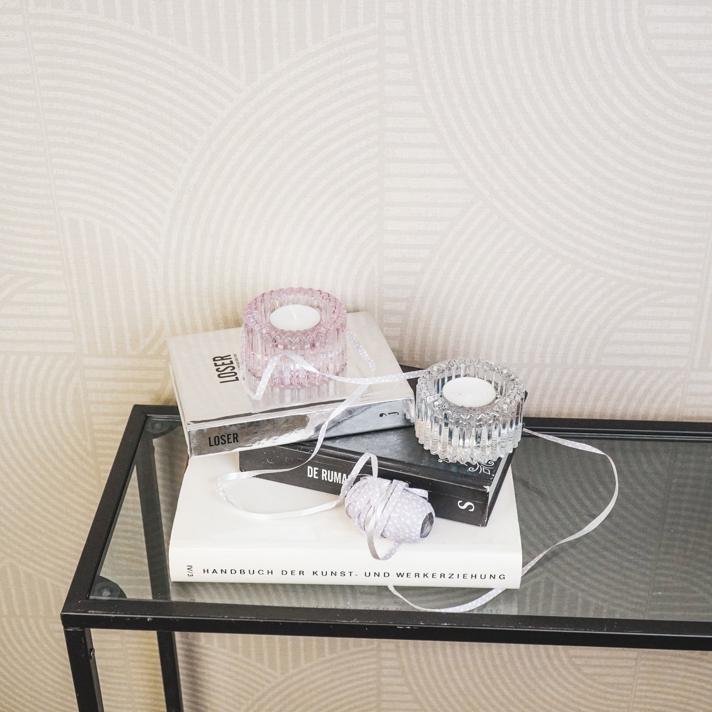 Candle/Tealightholder - Glass - Clear - 8x4cm