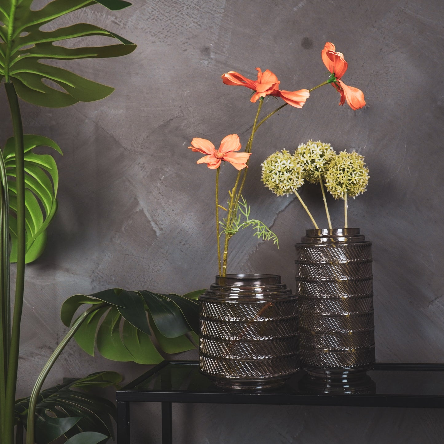 Vase - Pattern - Glass - Smokey - 12,5x23cm