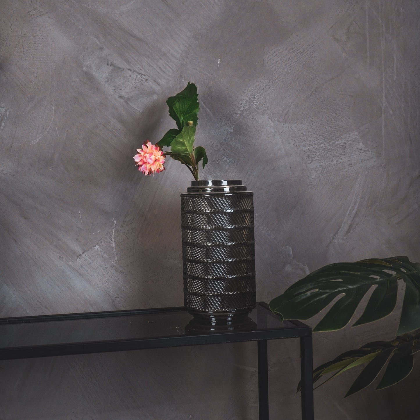 Vase - Pattern - Glass - Smokey - 12,5x23cm