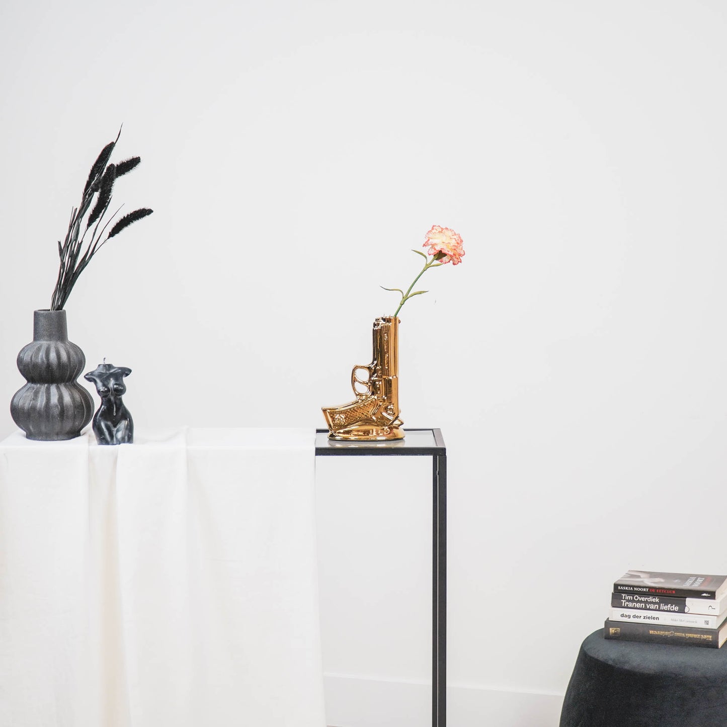 Vase - Gun - Ceramics - Gold - 15x9x23cm