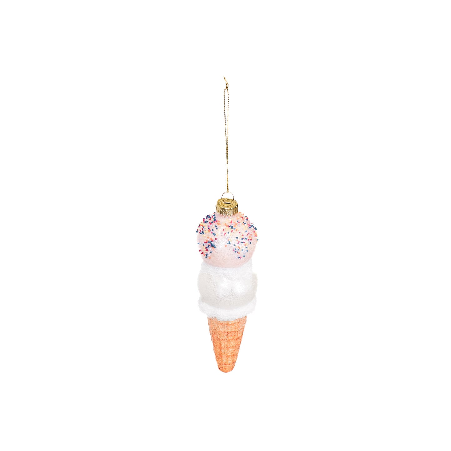 Xmas Hanger - Ice Cream - Glass - Pink/White - 5x15cm