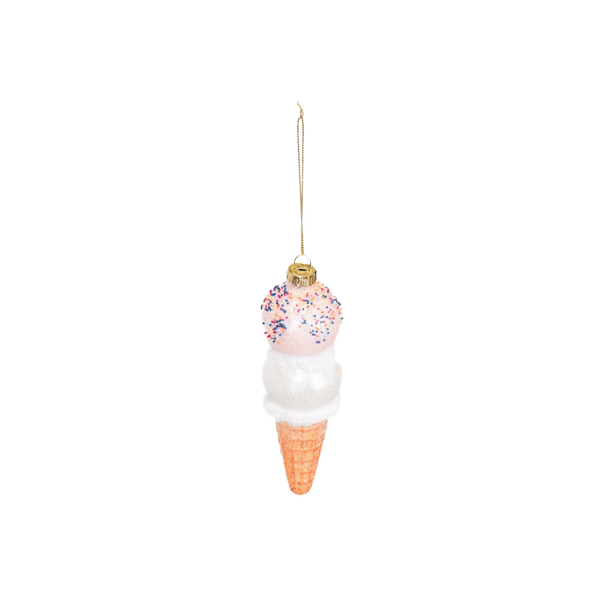 Xmas Hanger - Ice Cream - Glass - Pink/White - 5x15cm