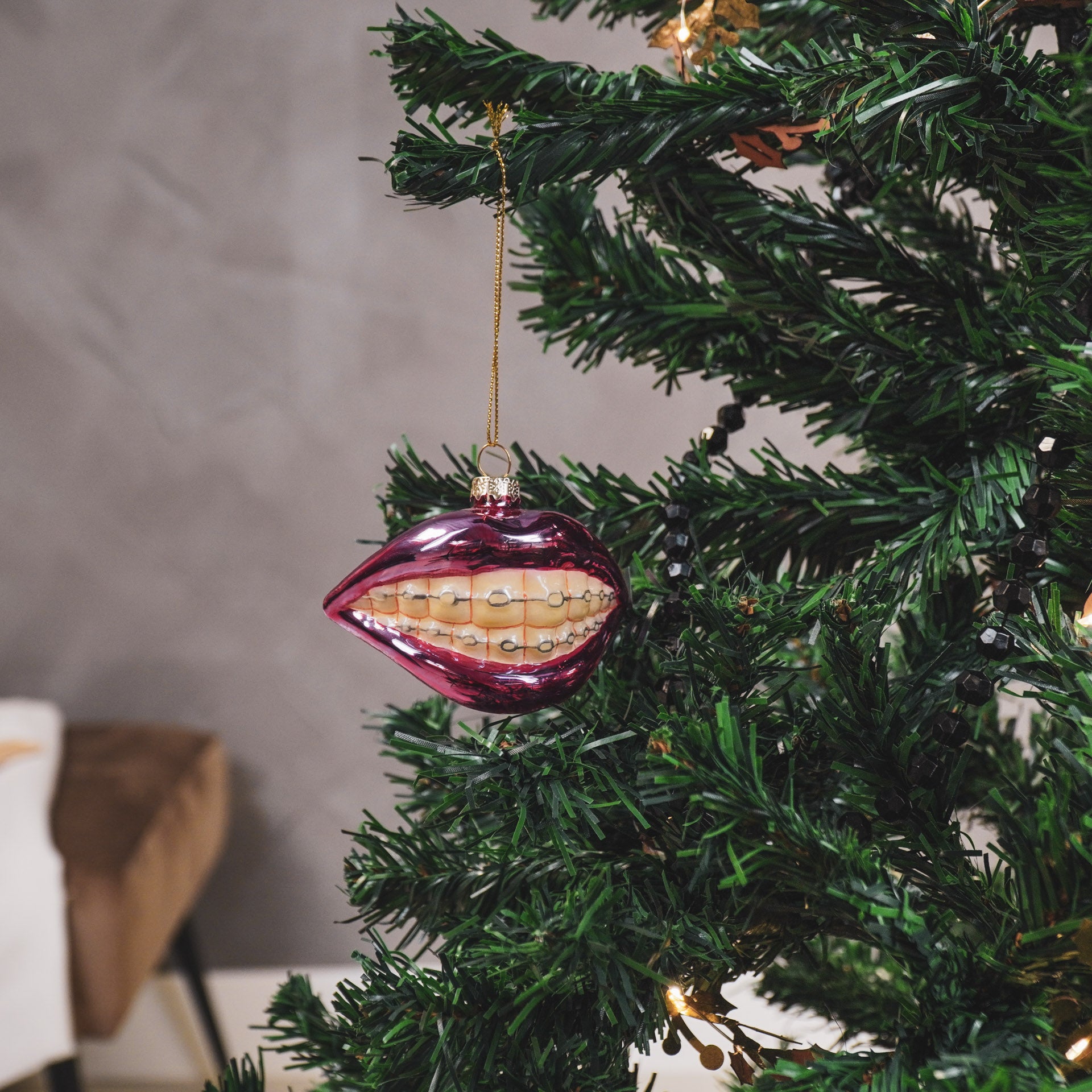 Ornament - Xmas Hanger - Braclet Lip - Glass - Pink - 9x6,5x6,5cm