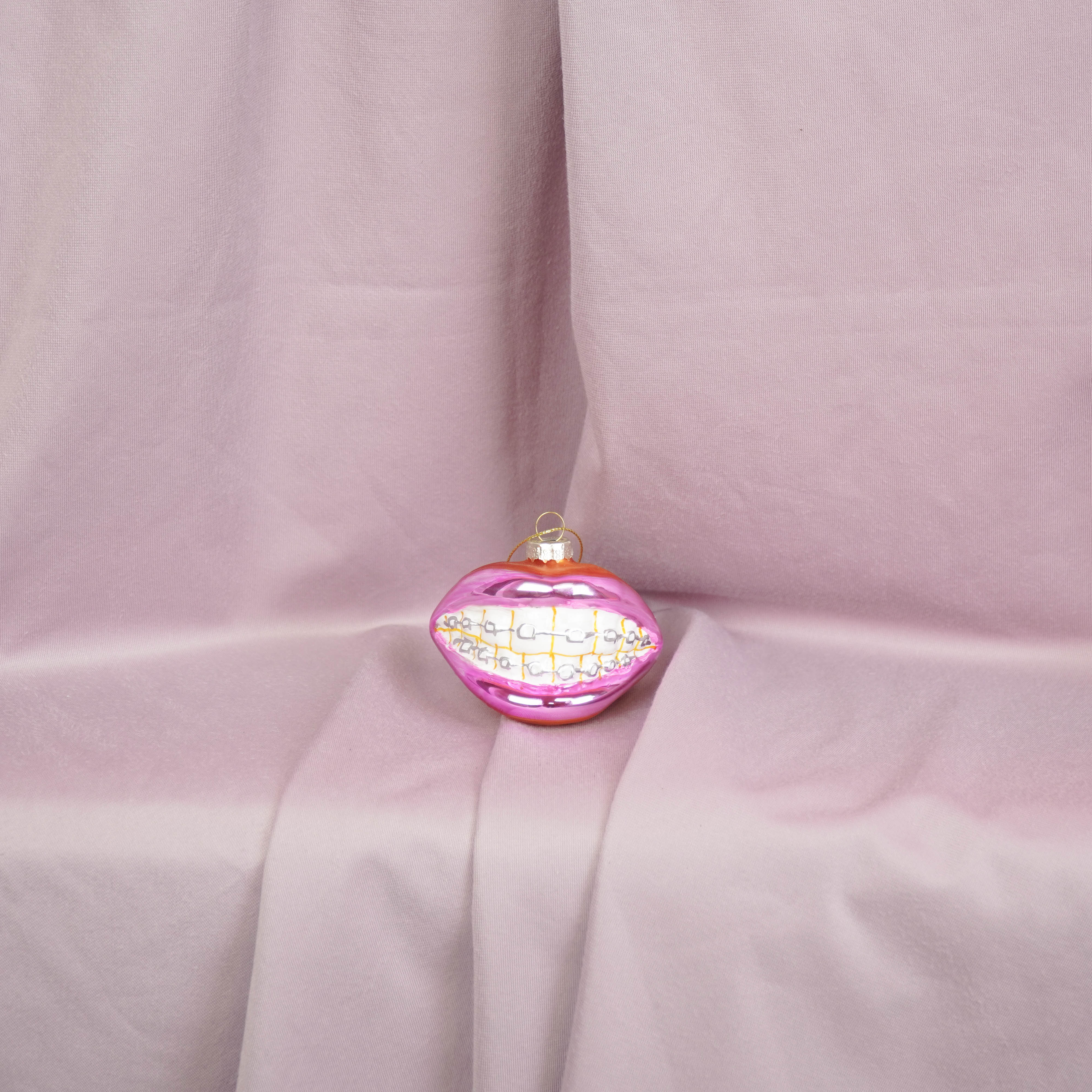 Ornament - Xmas Hanger - Braclet Lip - Glass - Pink - 9x6,5x6,5cm