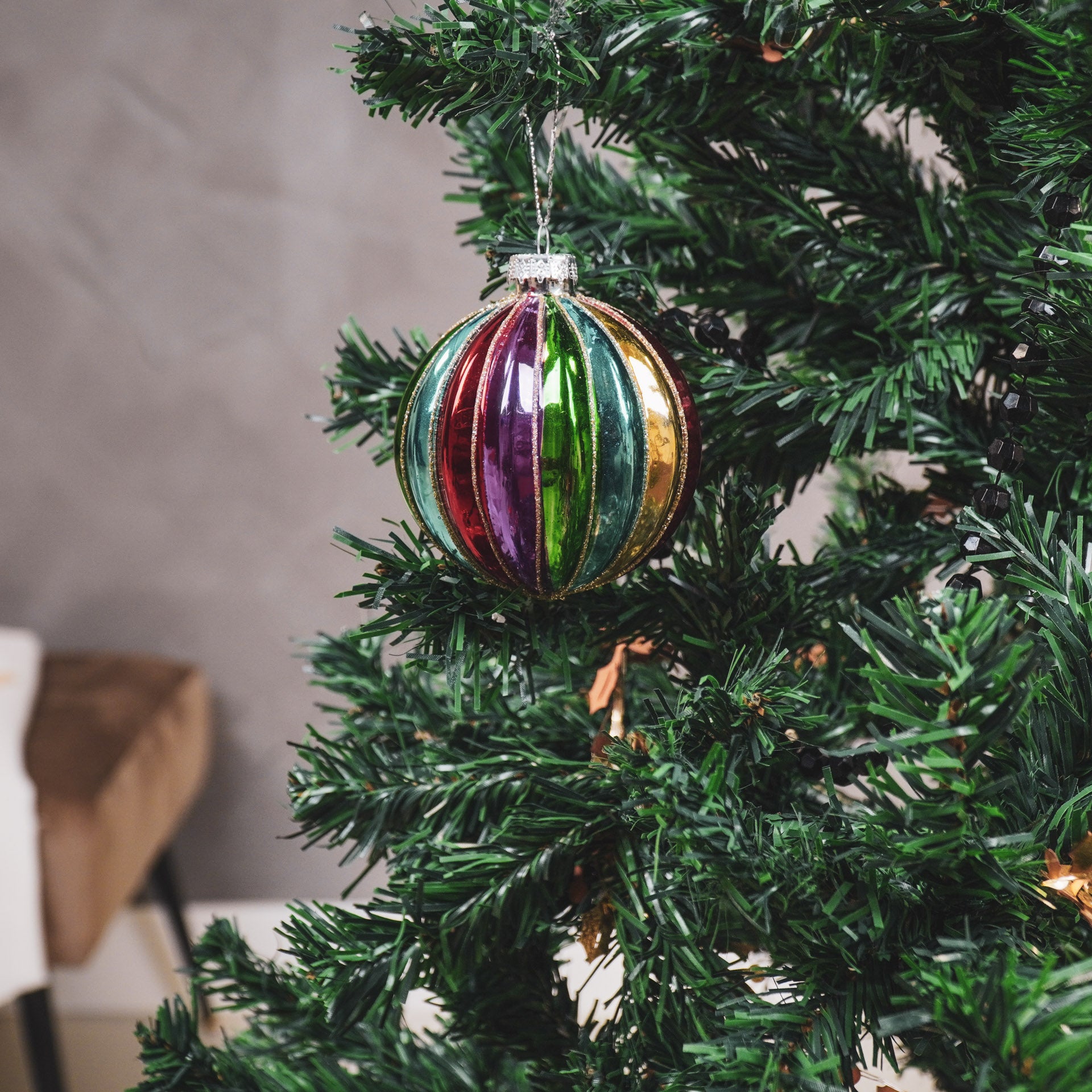 Ornament - Xmas Ball - Glass - Multi Colour - 8x8cm