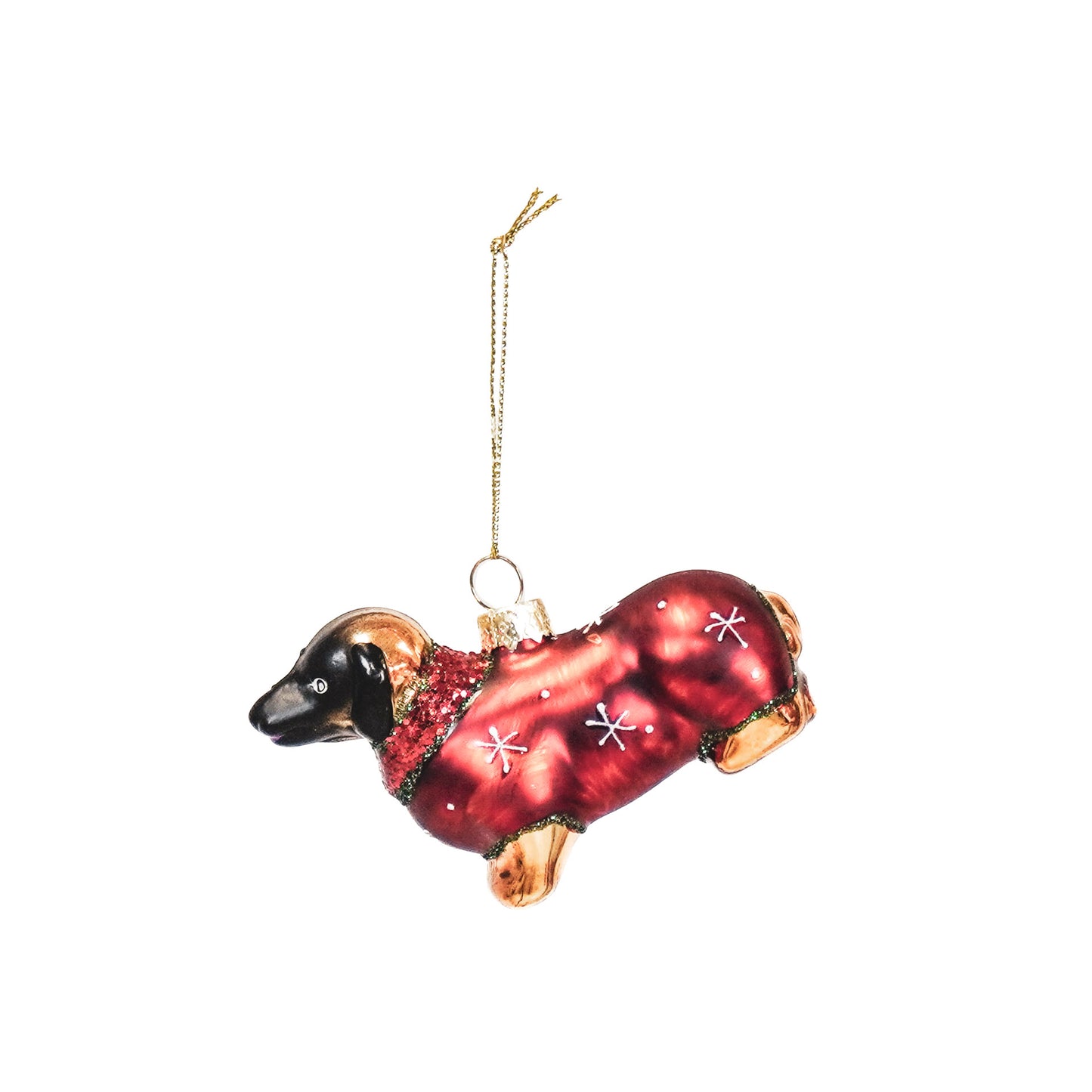 Xmas Hanger - Tackle - Glass -Brown/Red - 9x3,5x6cm