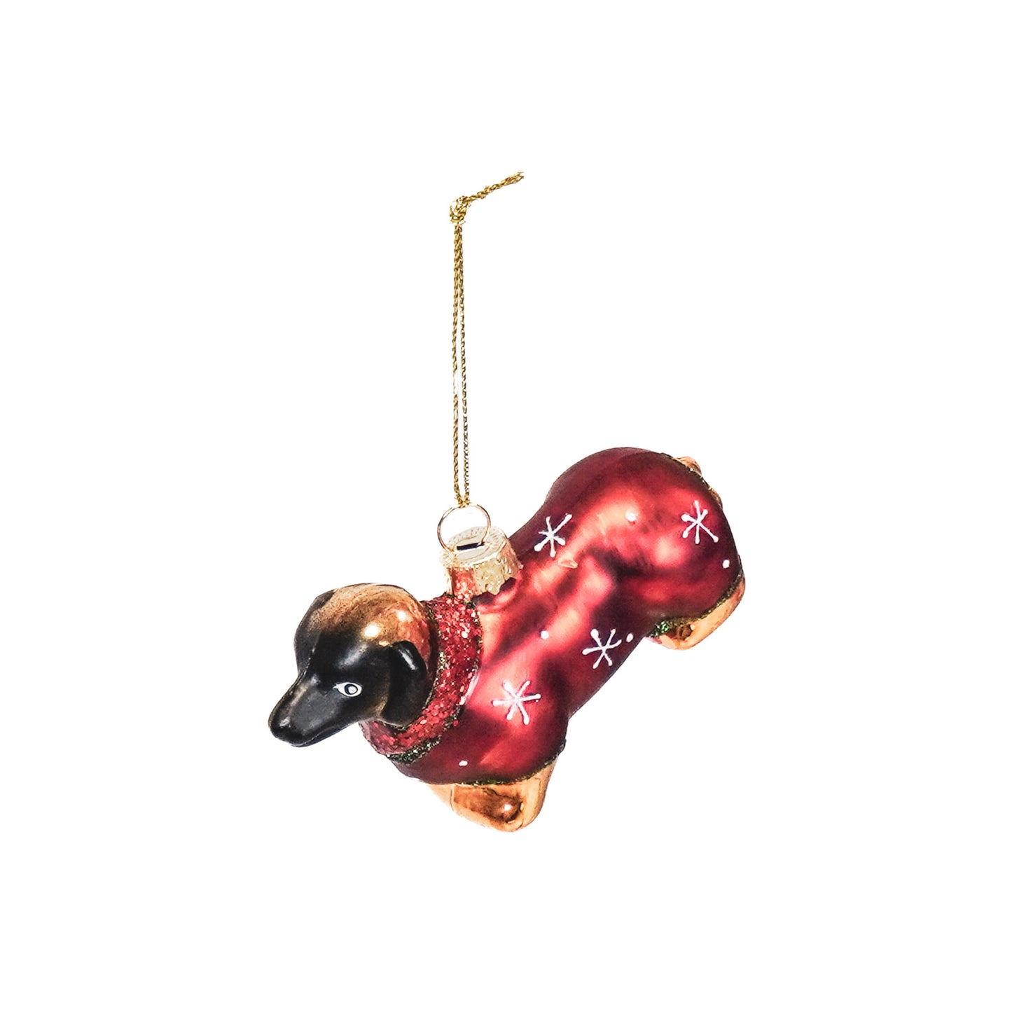 Xmas Hanger - Tackle - Glass -Brown/Red - 9x3,5x6cm
