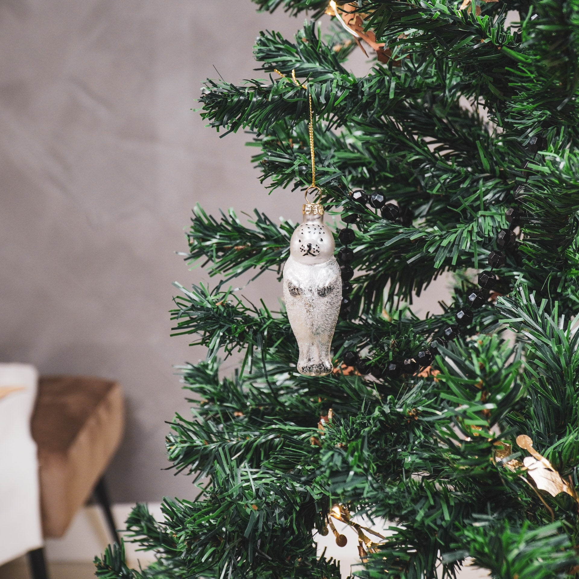 Xmas Hanger - Seal - Glass - White - 3,5x3,5x9,5cm