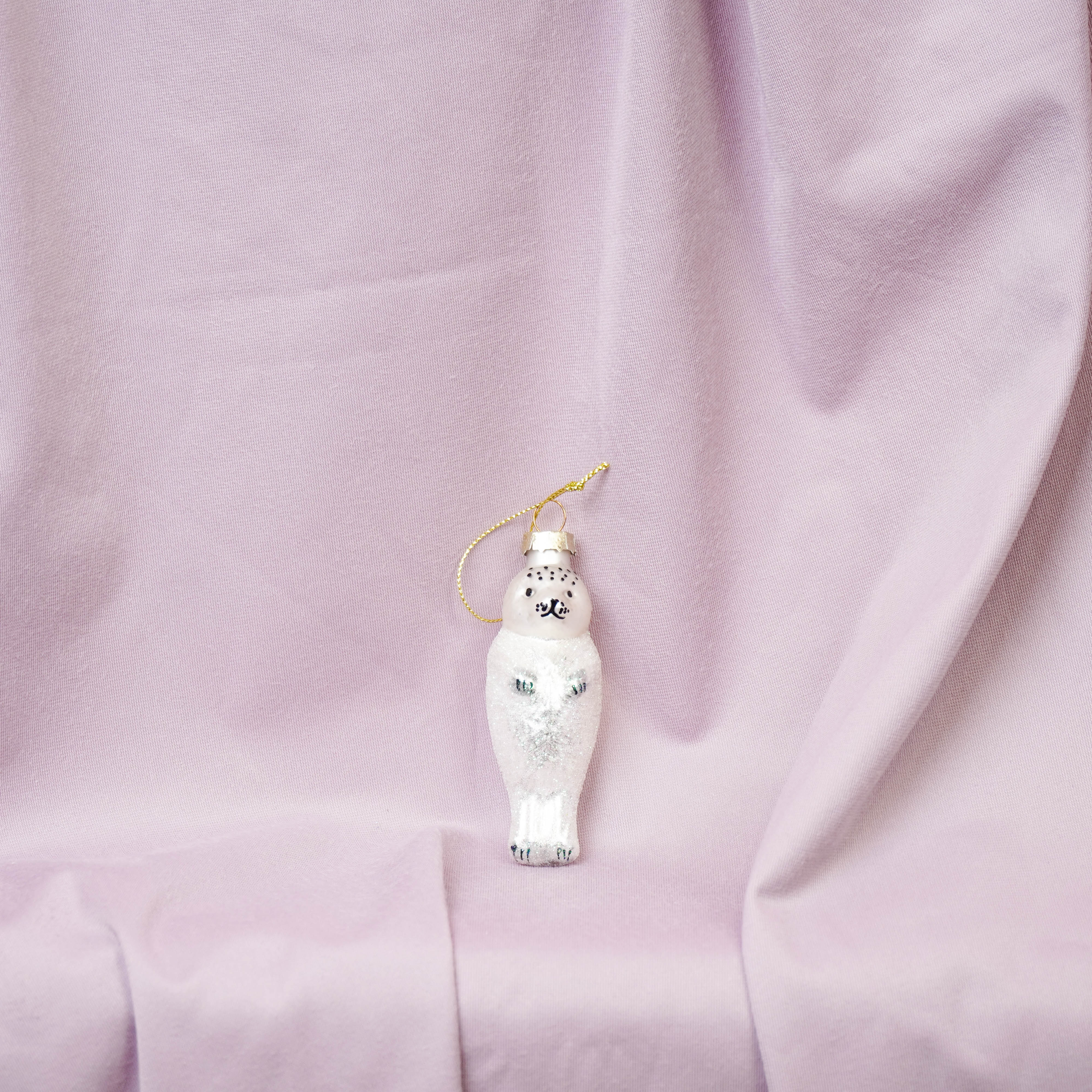 Xmas Hanger - Seal - Glass - White - 3,5x3,5x9,5cm