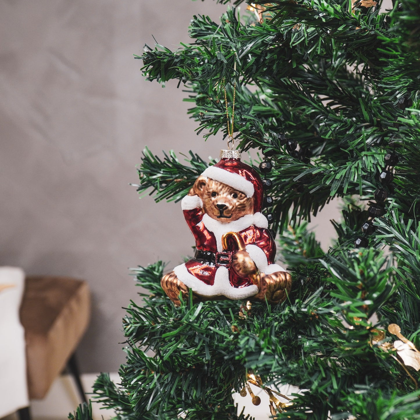 Xmas Hanger - Santa Bear - Glass - 9,5x6x10,5cm