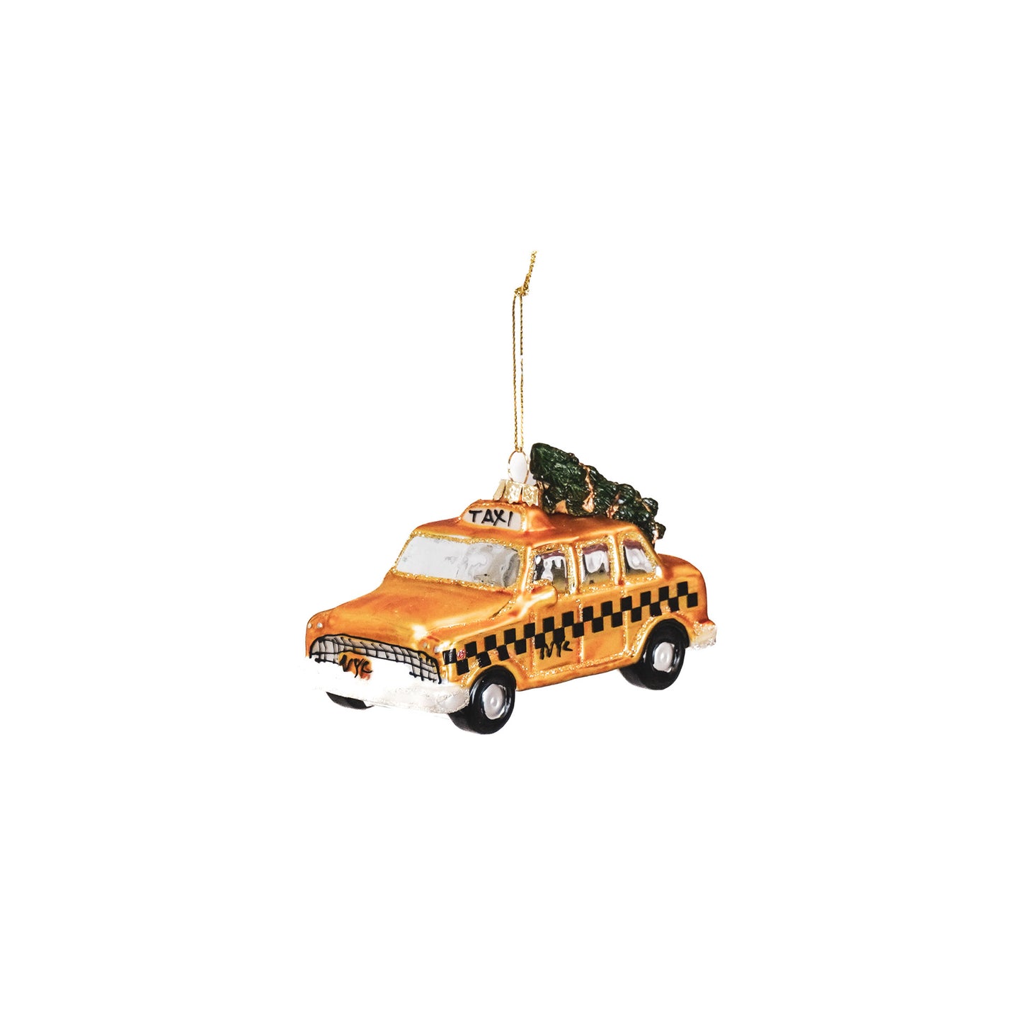 Xmas Hanger - Taxi Cab - Glass - Yellow - 12x6,5x7,5cm
