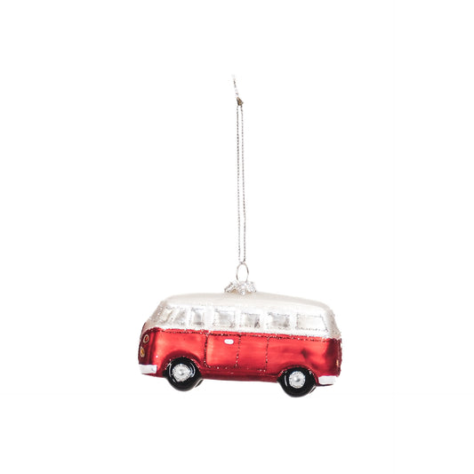 Xmas Hanger - Bus - Glass - Red - 10,5x4,5x6cm