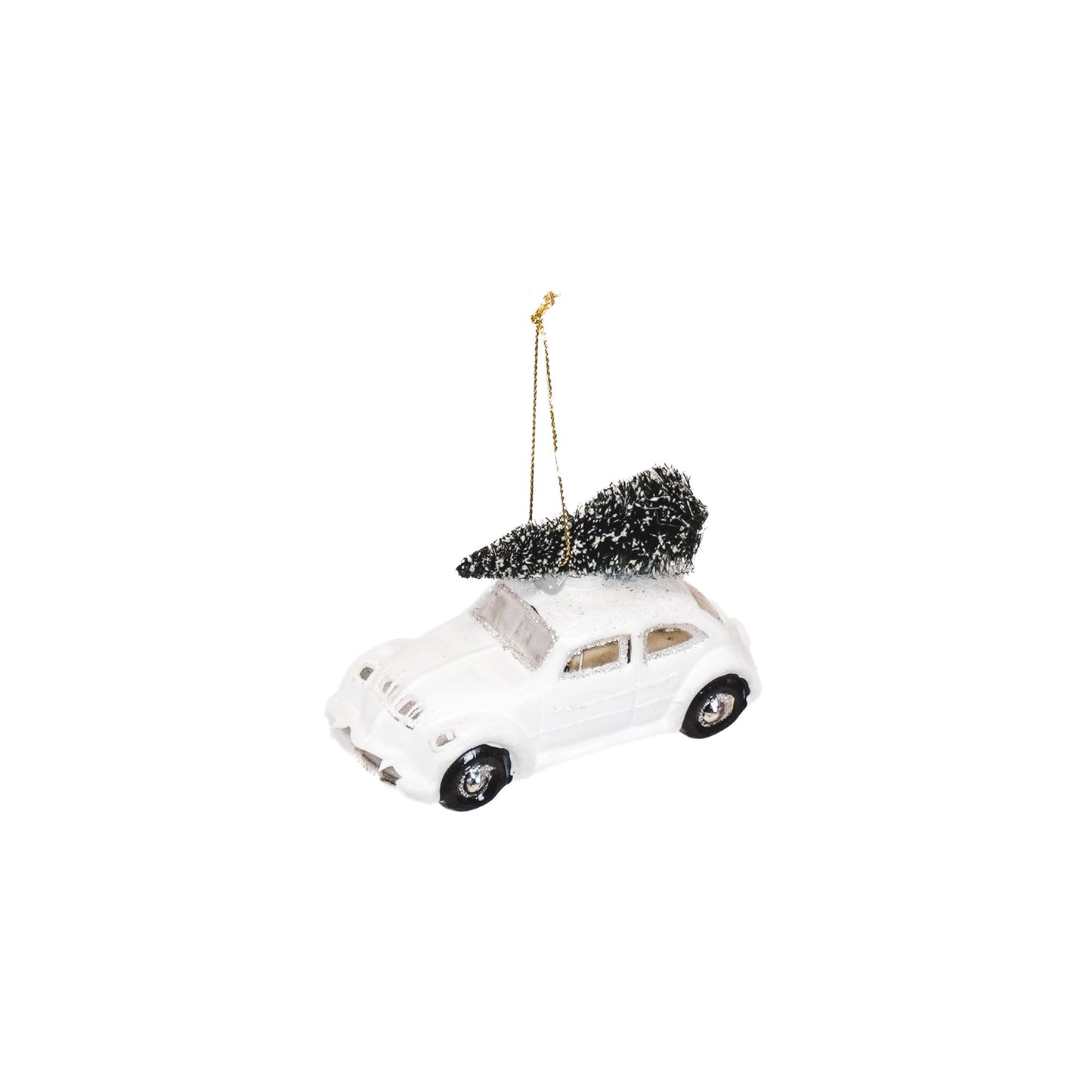 Xmas hanger - Beetle Car - Glass - White - 11x4,5x6,5cm