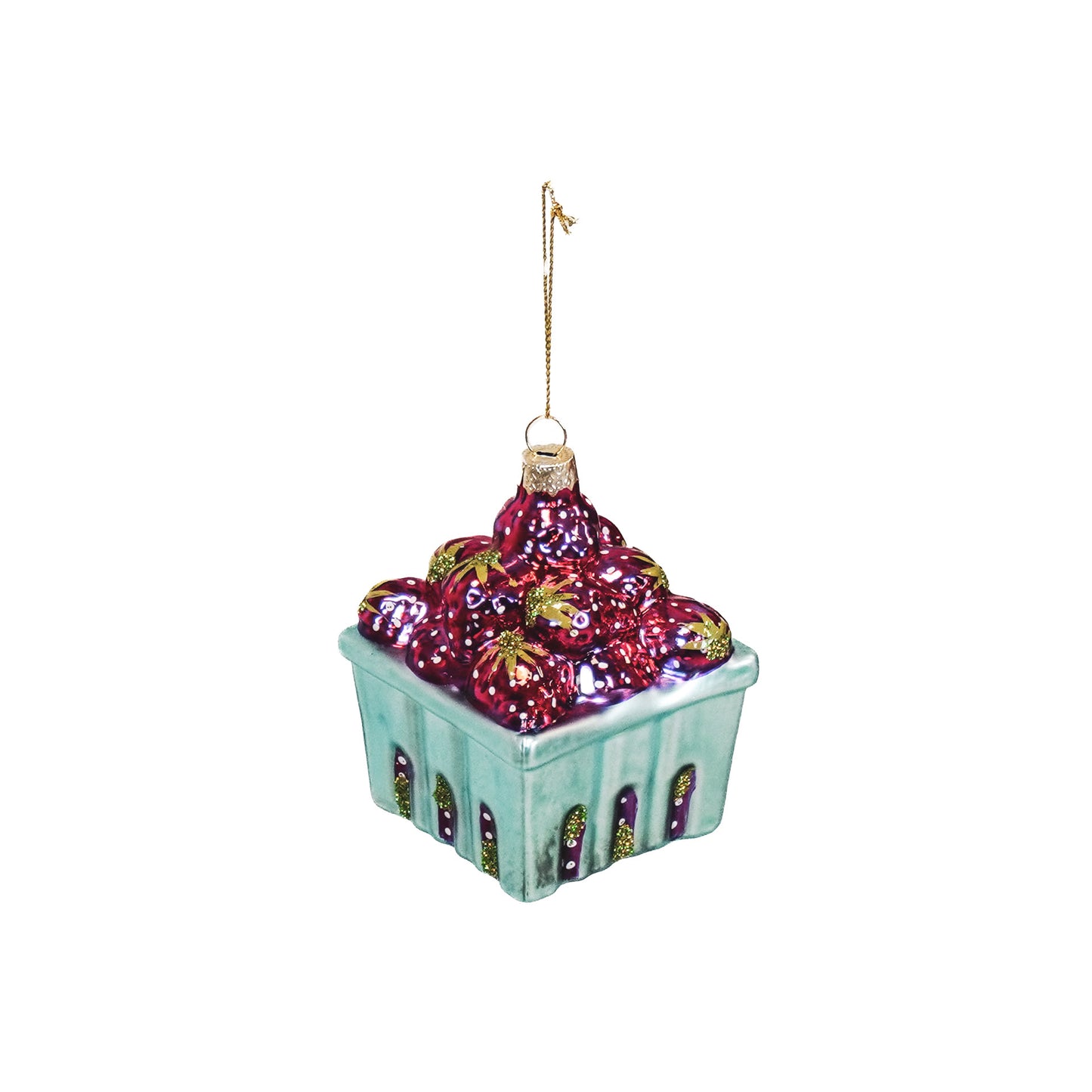 Xmas Hanger - Strawberries - Glass - Red -7x7x9,5cm