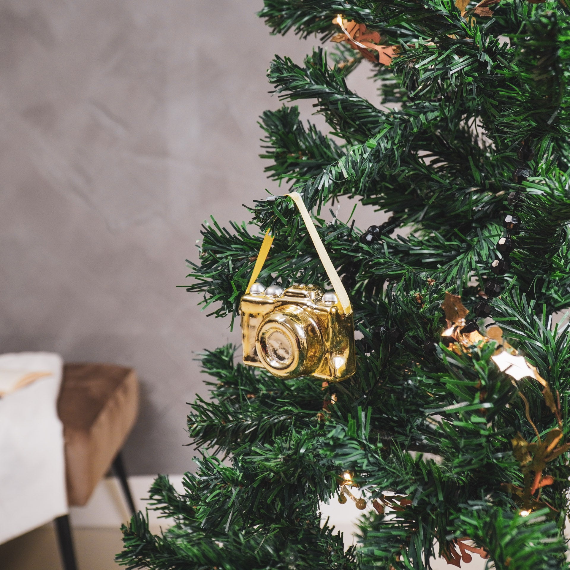 Xmas Hanger - Camera - Glass - Gold - 8x5x4cm